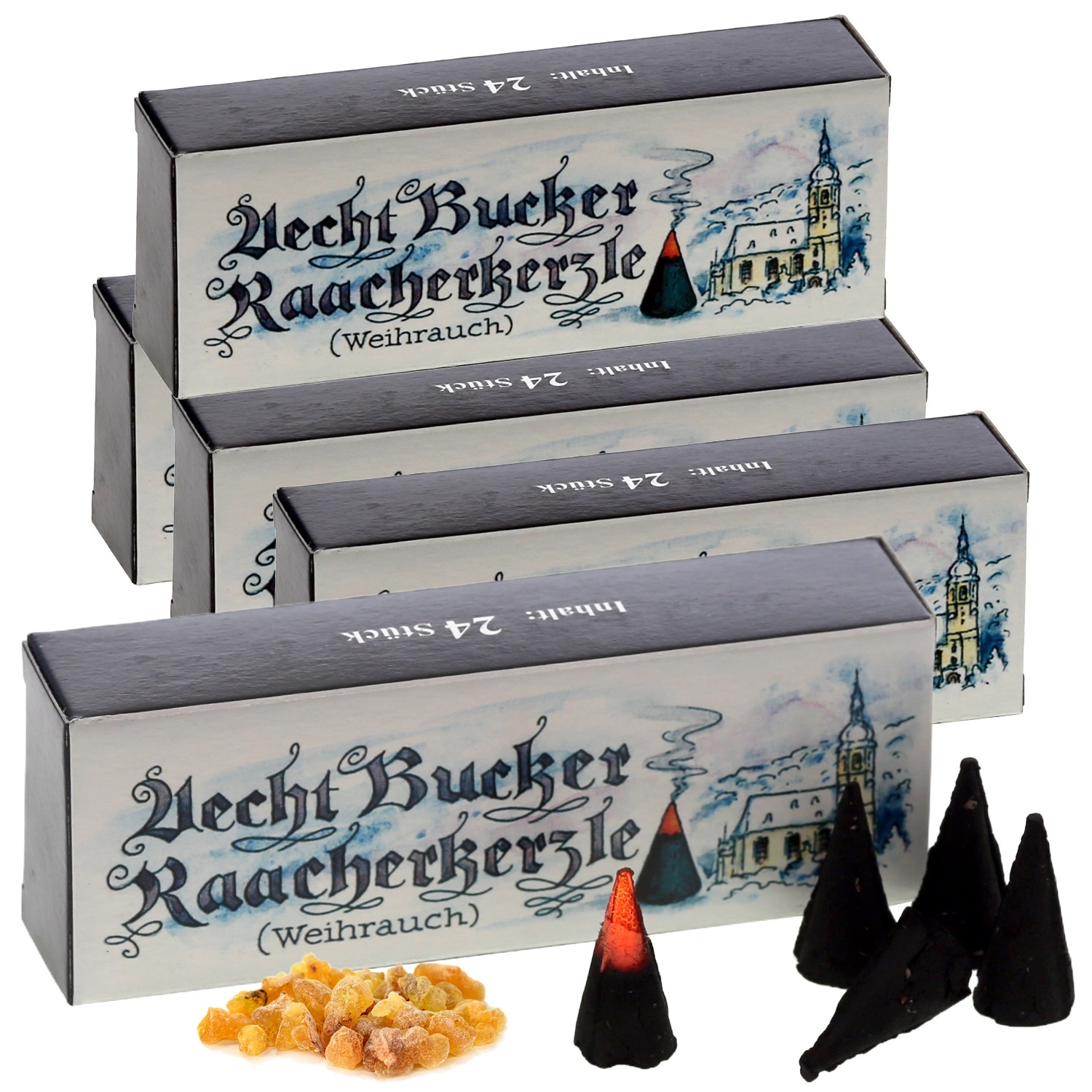 Echt Bockauer Räucherkerzen - Aecht Bucker Raacherkerzle – 5 Packungen Weihrauch
