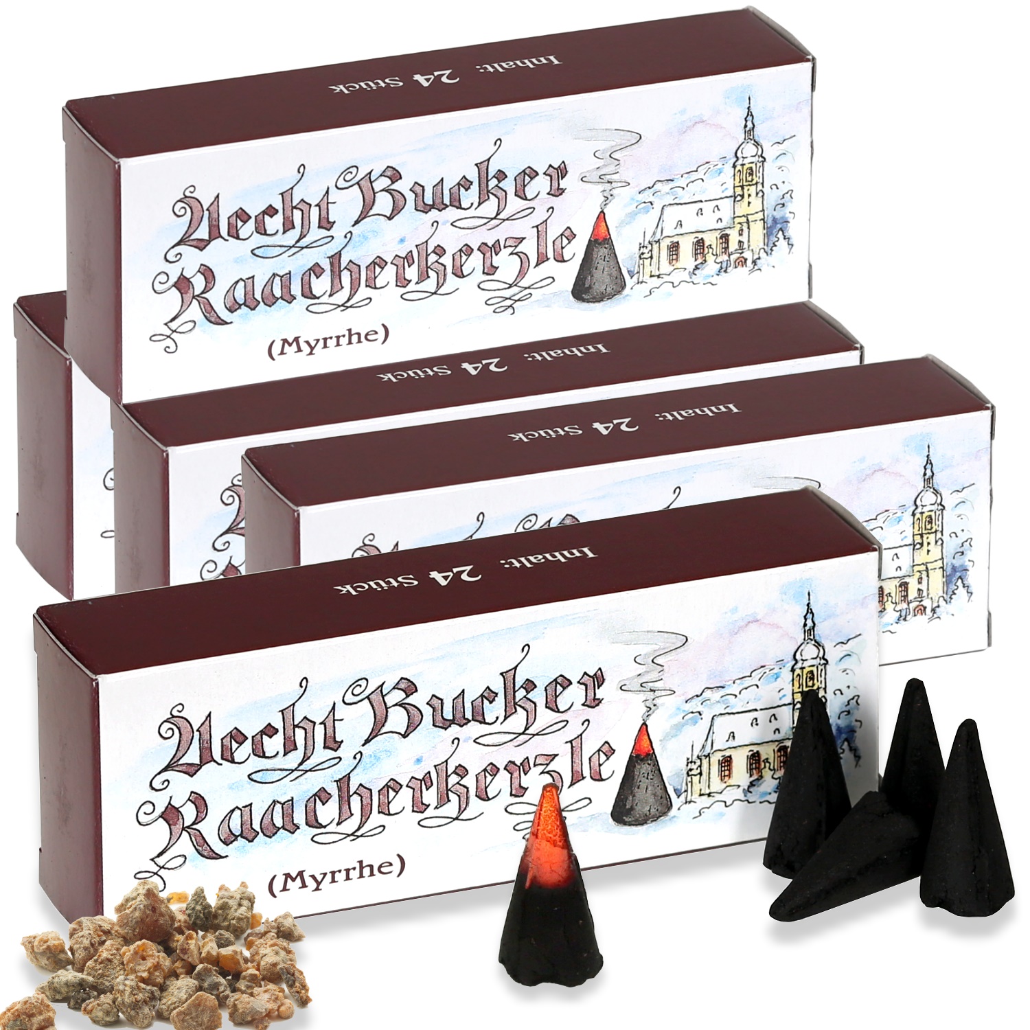 Echt Bockauer Räucherkerzen - Aecht Bucker Raacherkerzle – 5 Packungen Myrrhe