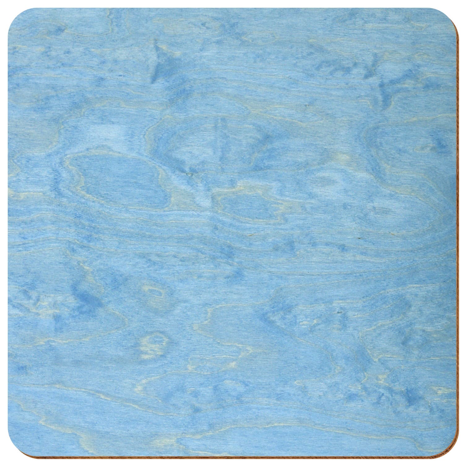 Quadrat gerundet Birke Holz Zuschnitt Hellblau 3-50cm