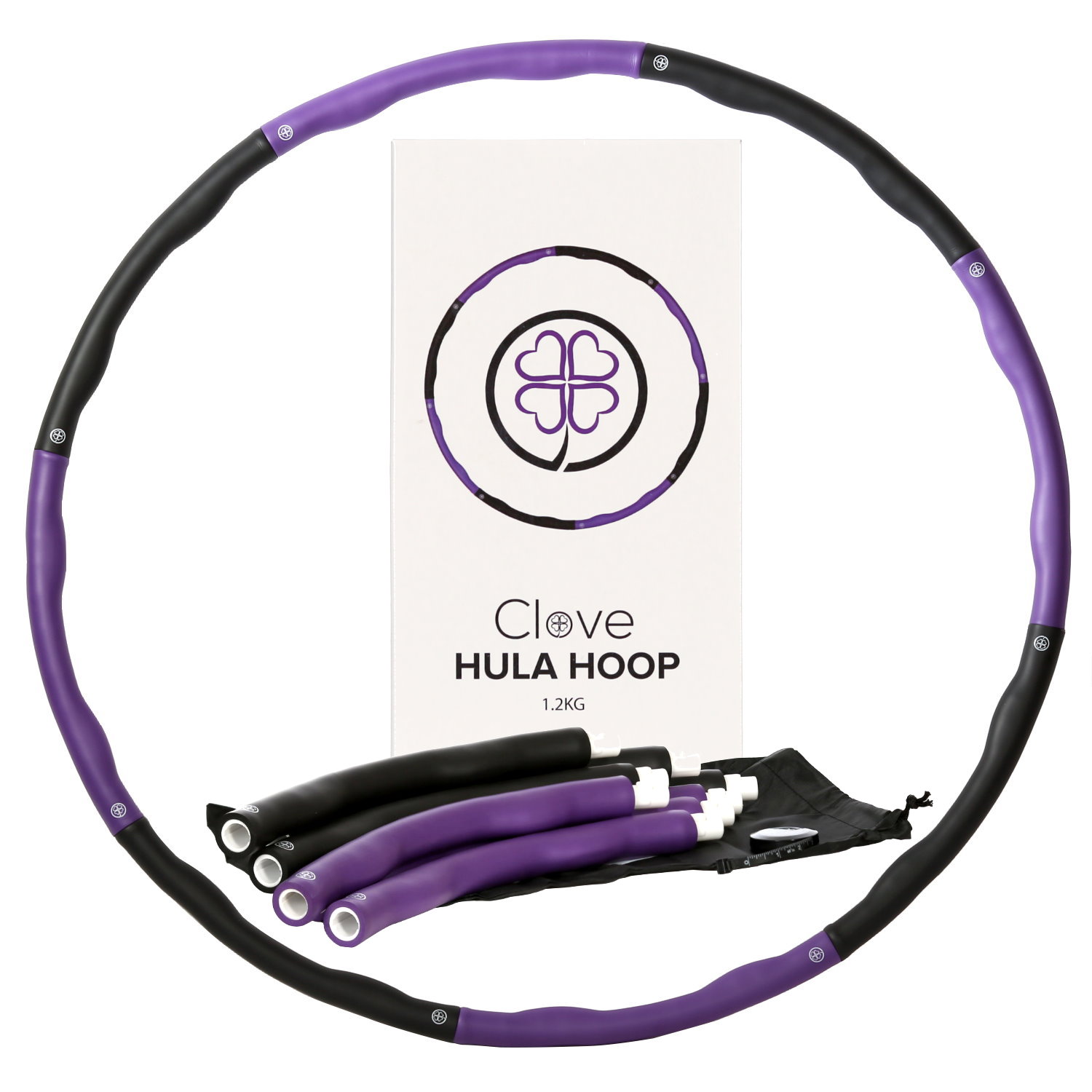 Clove® Hula Hoop Reifen 1,2kg für Erwachsene zum Abnehmen inkl. Tasche & Maßband