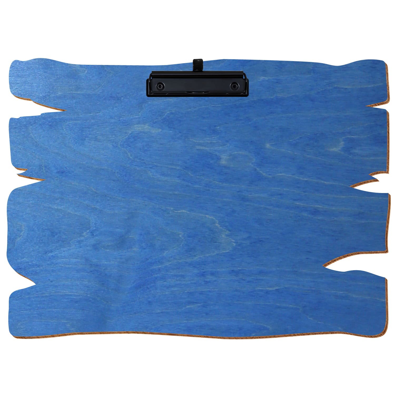 Klemmbrett Holzbrettform Kornblumenblau A3 querkant Stifthalter Bügelklemme schwarz