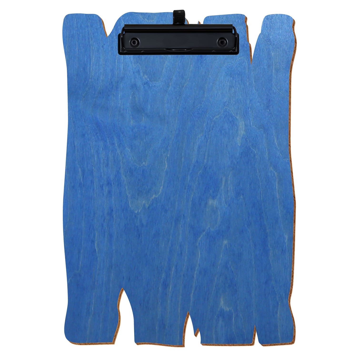 Klemmbrett Holzbrettform Kornblumenblau A4 hochkant Stifthalter Bügelklemme schwarz
