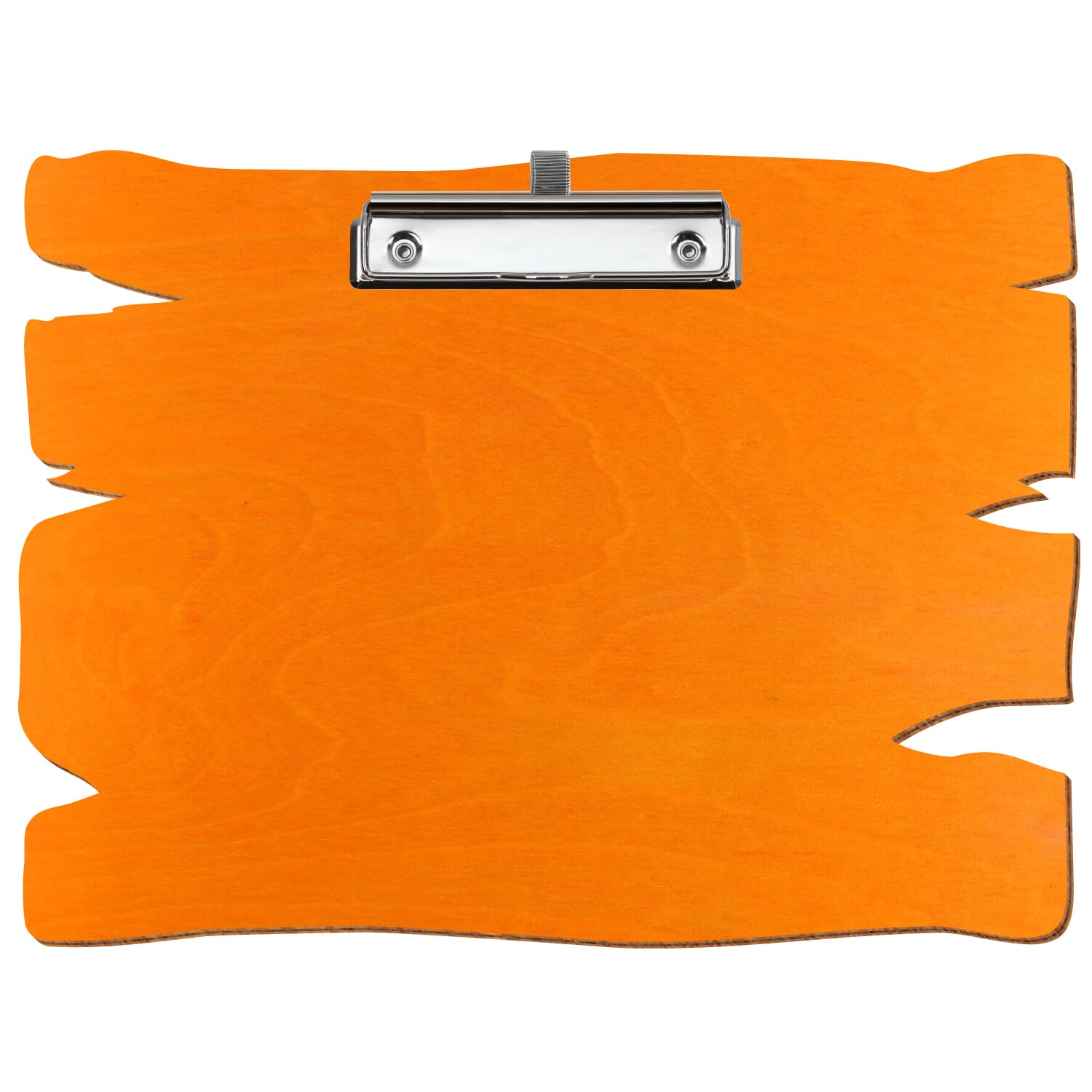 Klemmbrett Holzbrettform Orange A4 querkant Stifthalter Bügelklemme silber