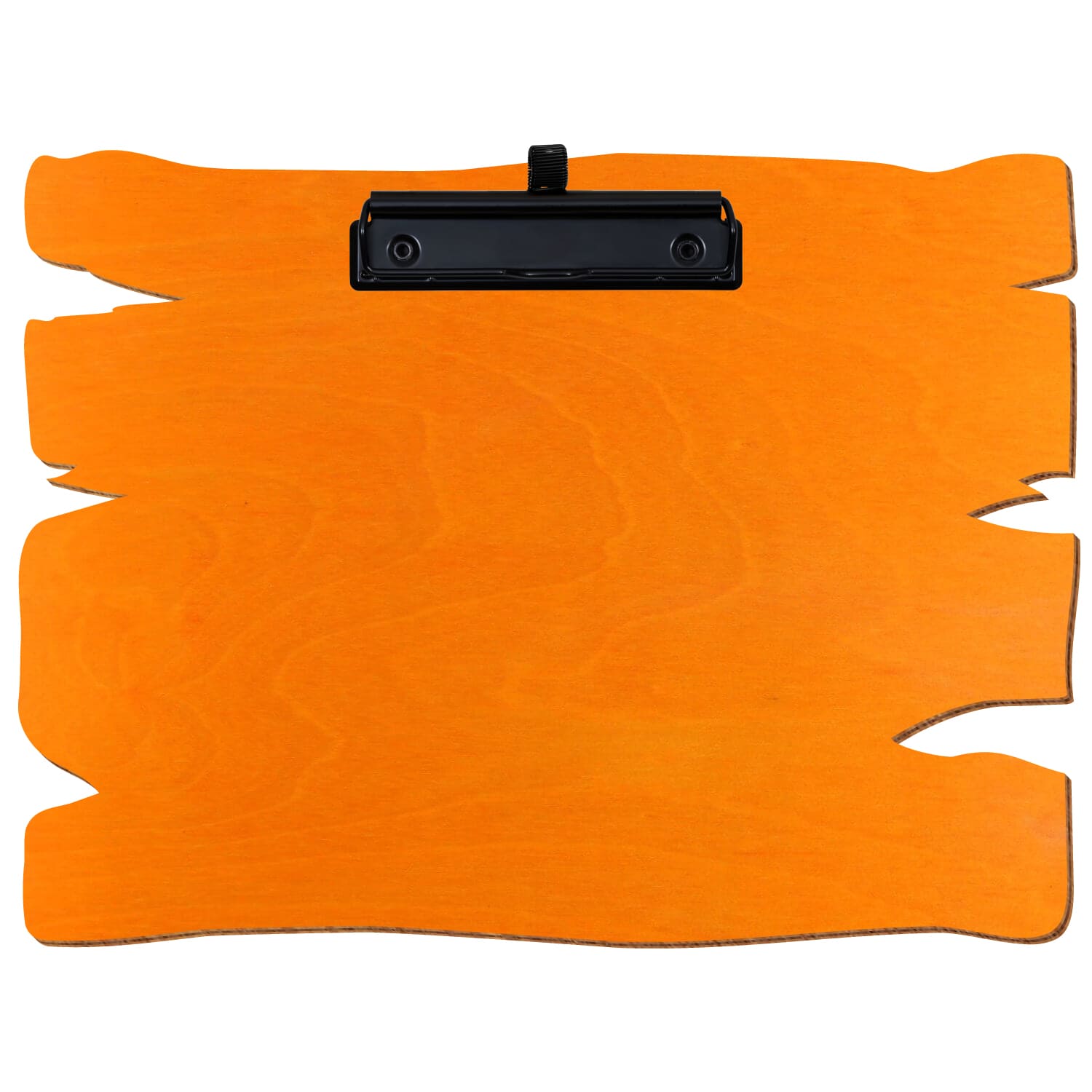 Klemmbrett Holzbrettform Orange A4 querkant Stifthalter Bügelklemme schwarz
