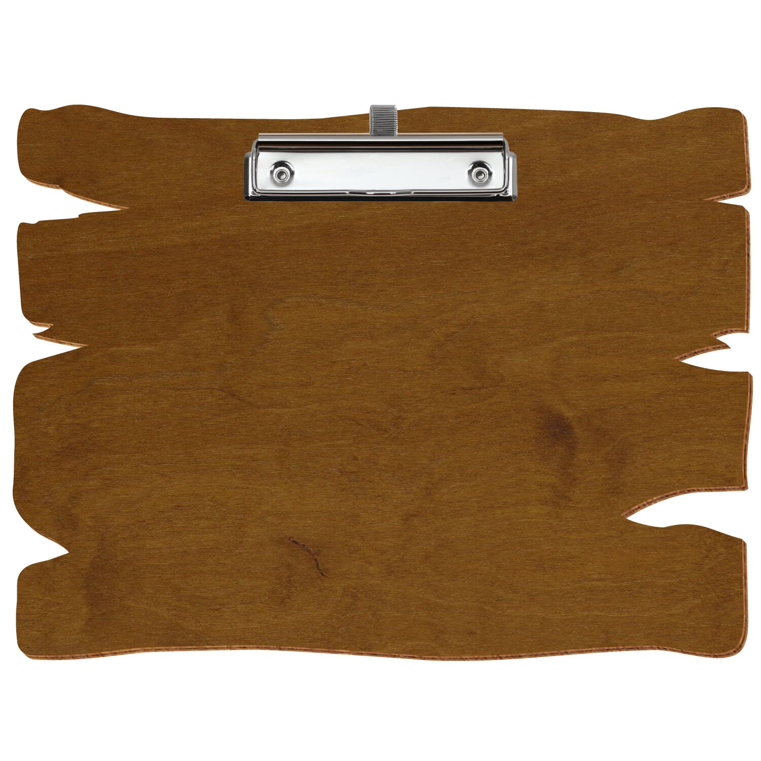 Klemmbrett Holzbrettform Teak A4 querkant Stifthalter Bügelklemme silber