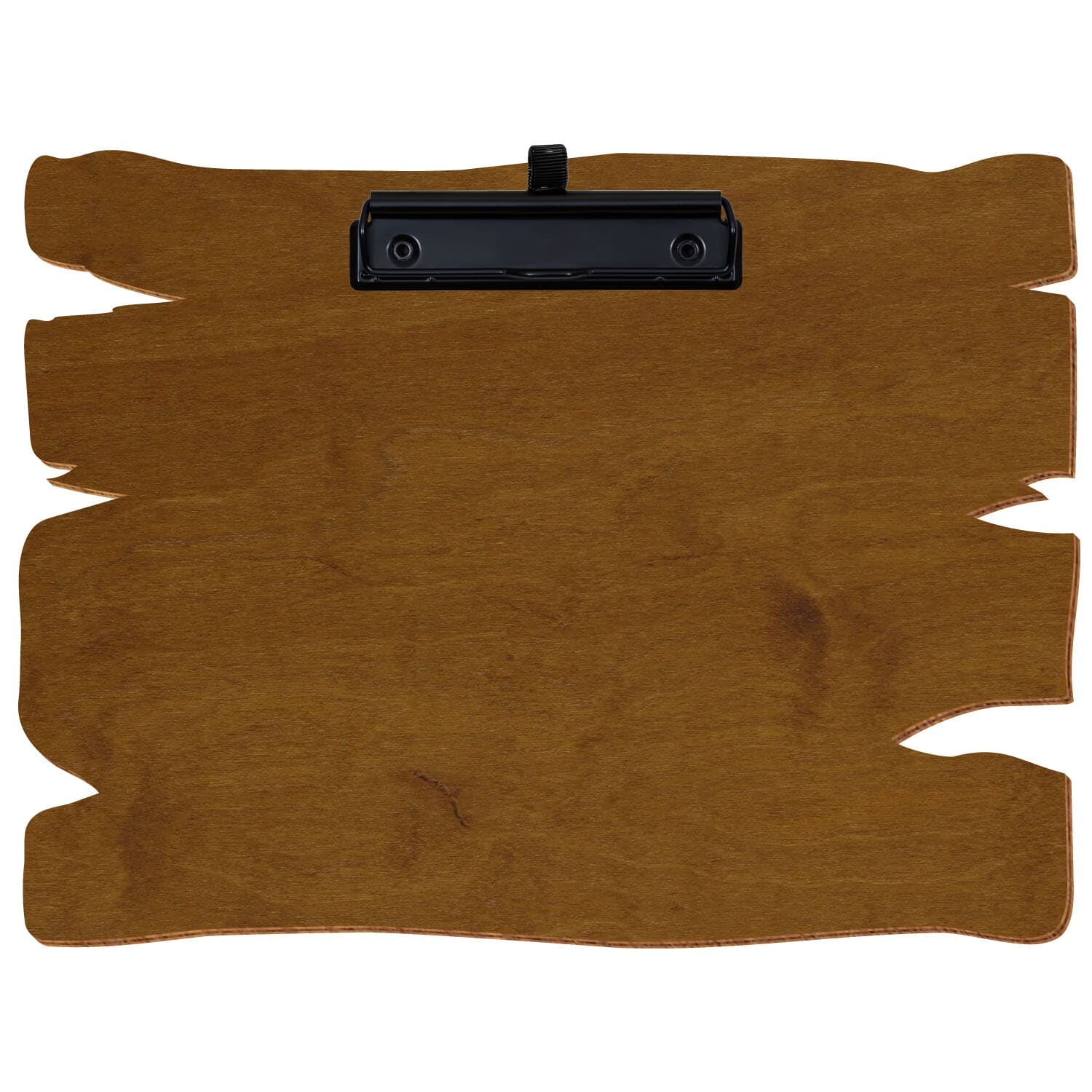 Klemmbrett Holzbrettform Teak A4 querkant Stifthalter Bügelklemme schwarz