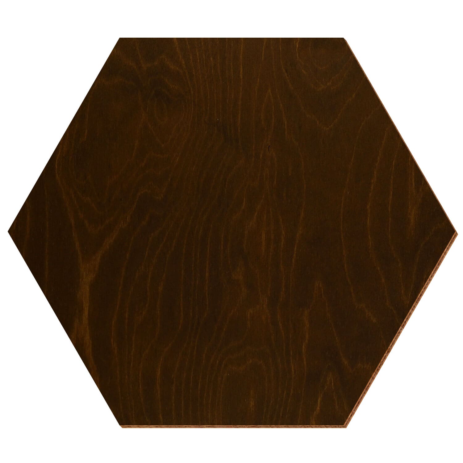 Hexagon Birke Holz Zuschnitt Eiche dunkel 3-50cm