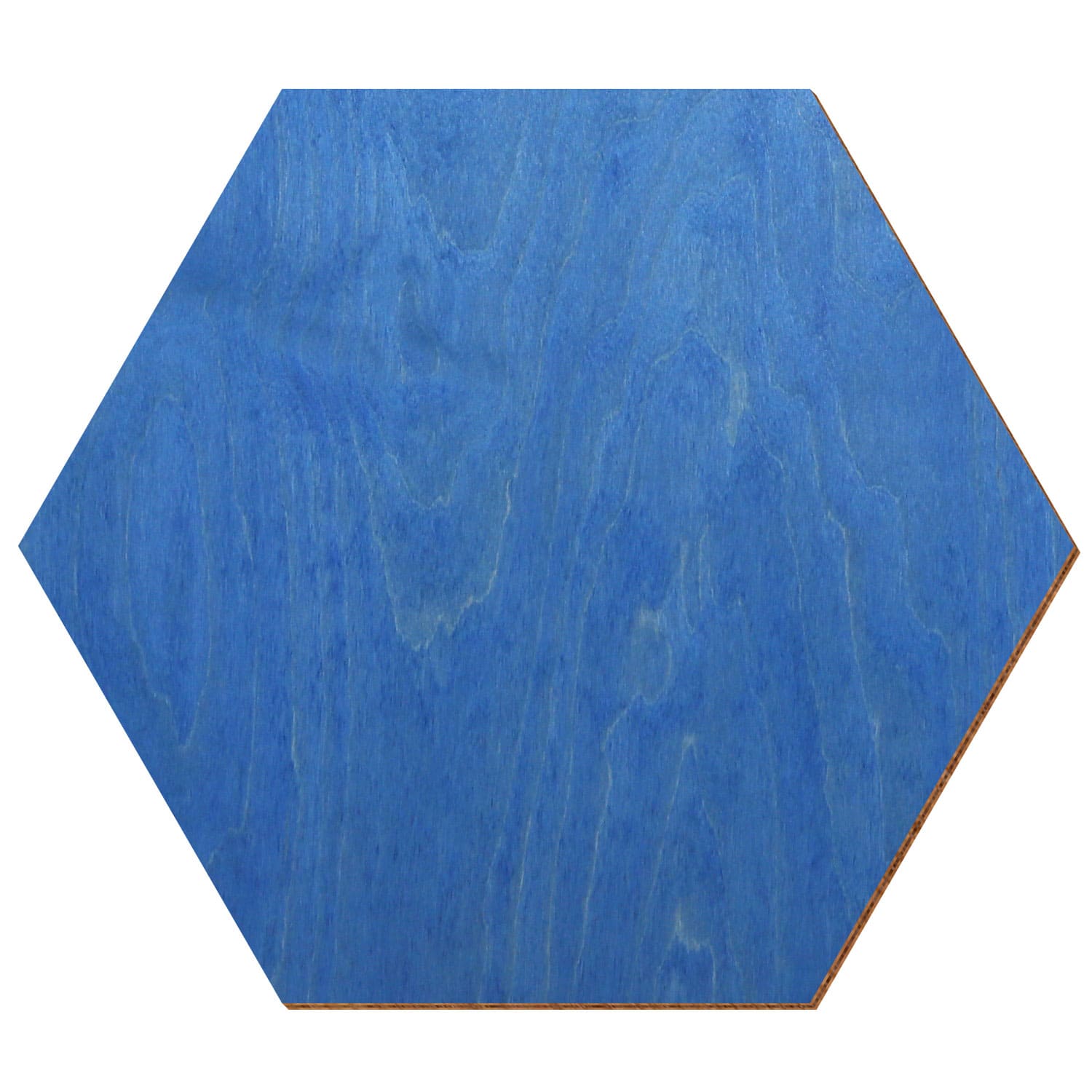 Hexagon Birke Holz Zuschnitt Kornblumenblau 3-50cm