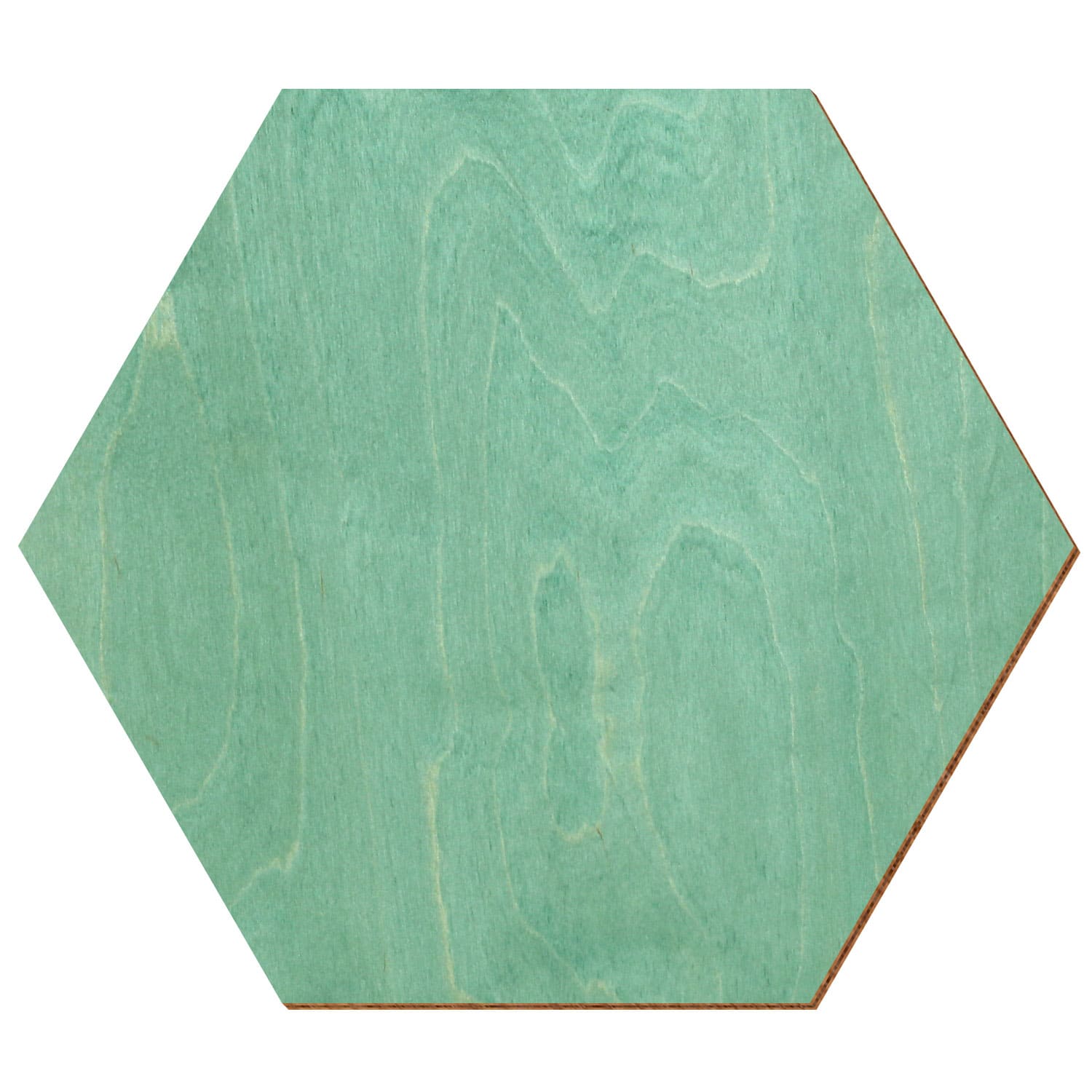 Hexagon Birke Holz Zuschnitt Minzgrün 3-50cm