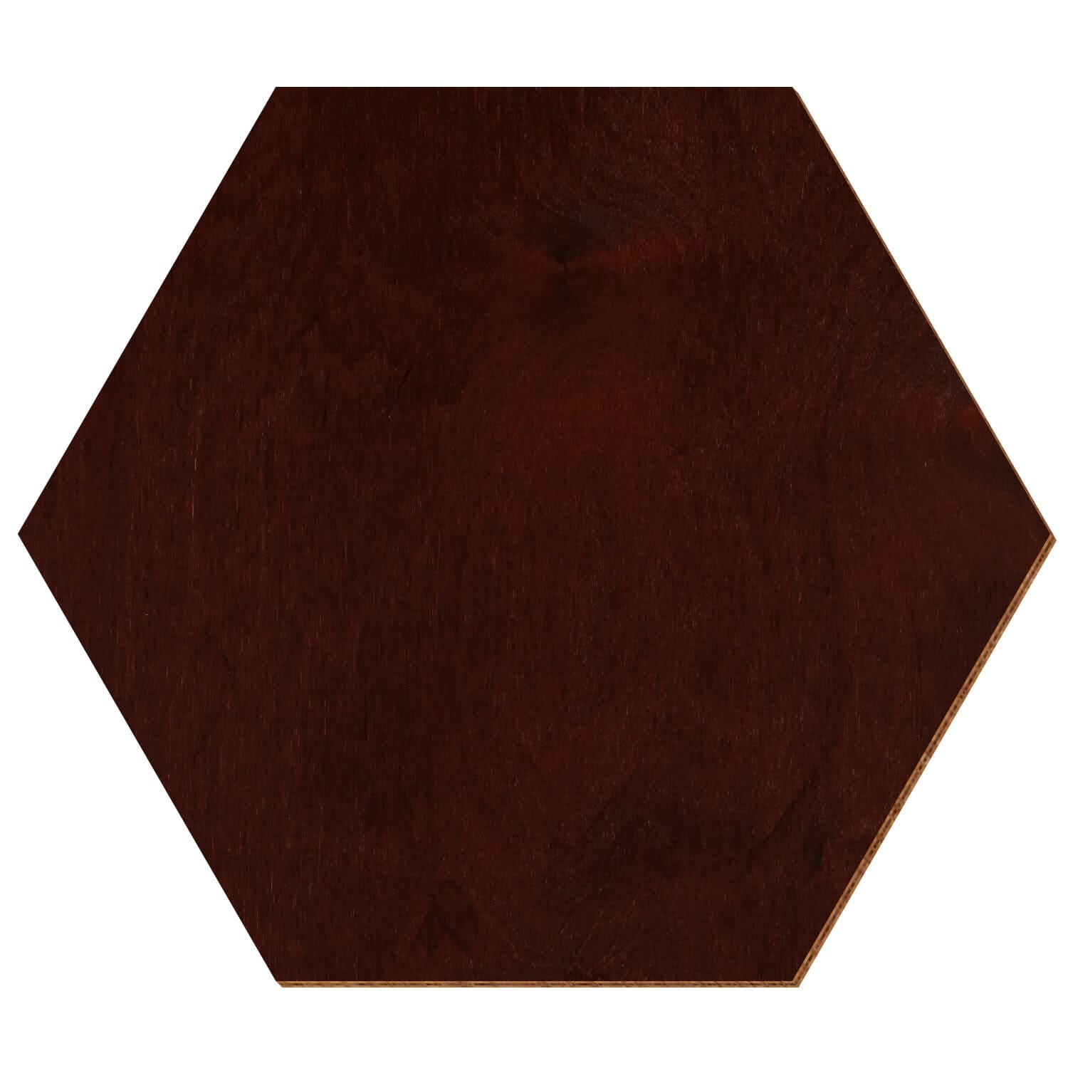Hexagon Birke Holz Zuschnitt Nussbaum dunkel 3-50cm