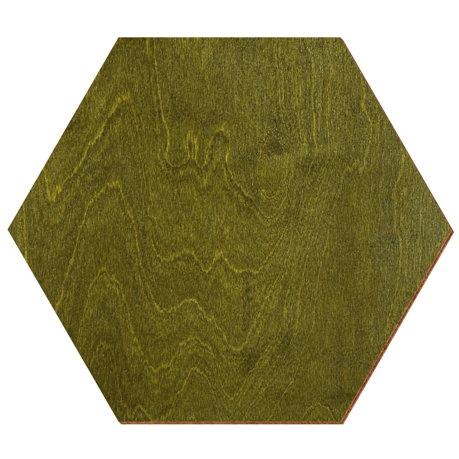 Hexagon Birke Holz Zuschnitt Olivgrün 3-50cm