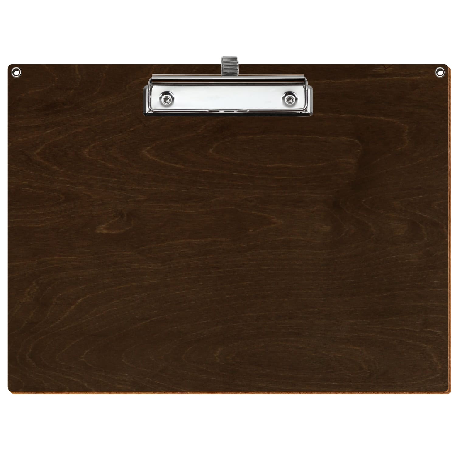 Klemmbrett Standardform Walnuss mit 2 Ösen A4 querkant Stifthalter Bügelklemme silber