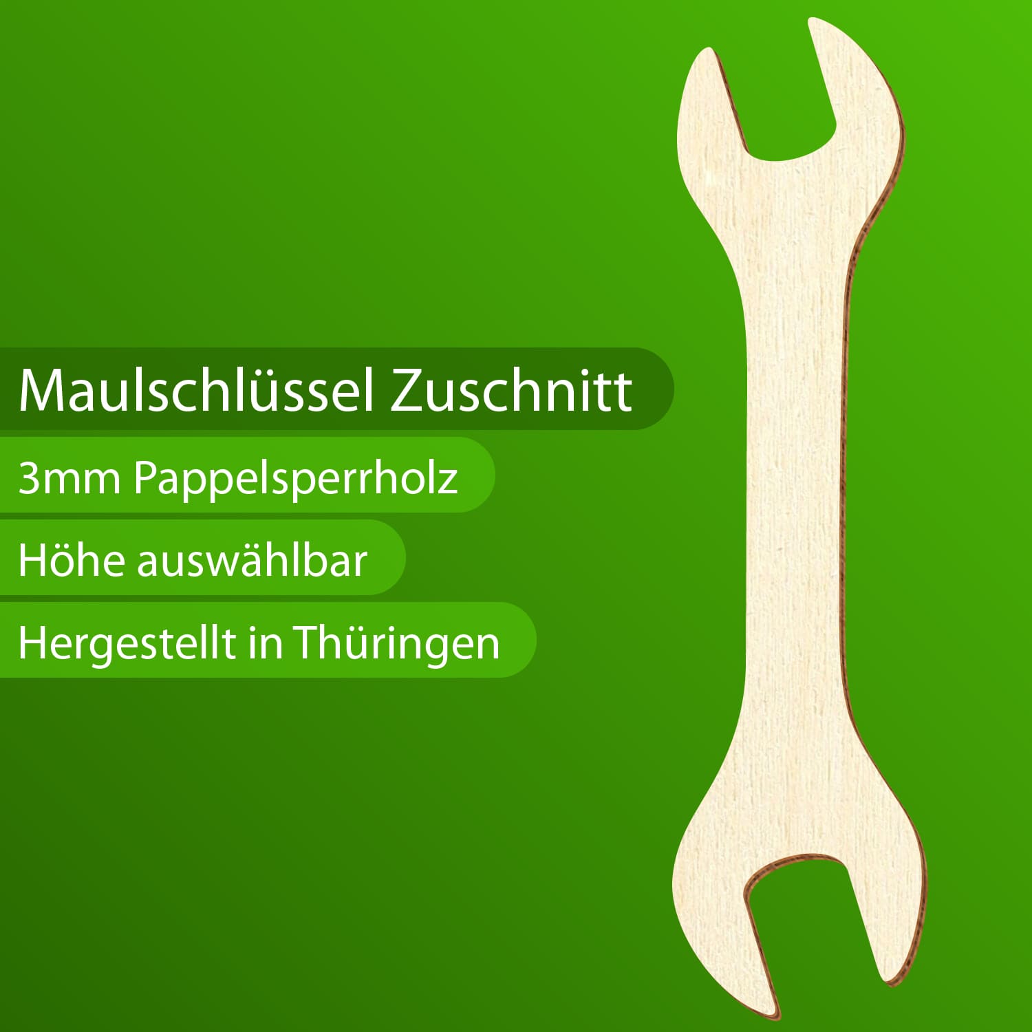 Maulschlüssel Schraubenschlüssel Holz Zuschnitt 3-50cm