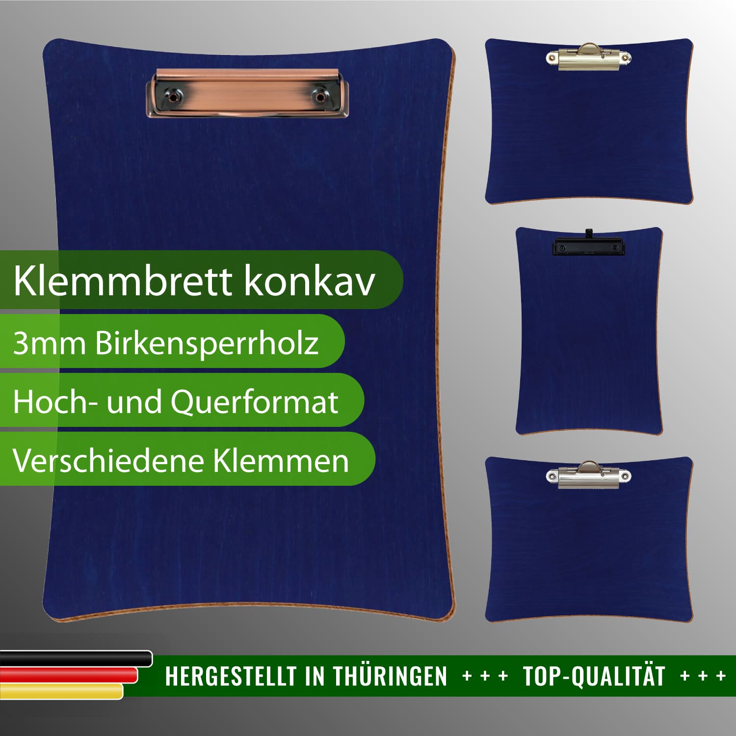 Klemmbrett konkav Dunkelblau mit Produktinfos