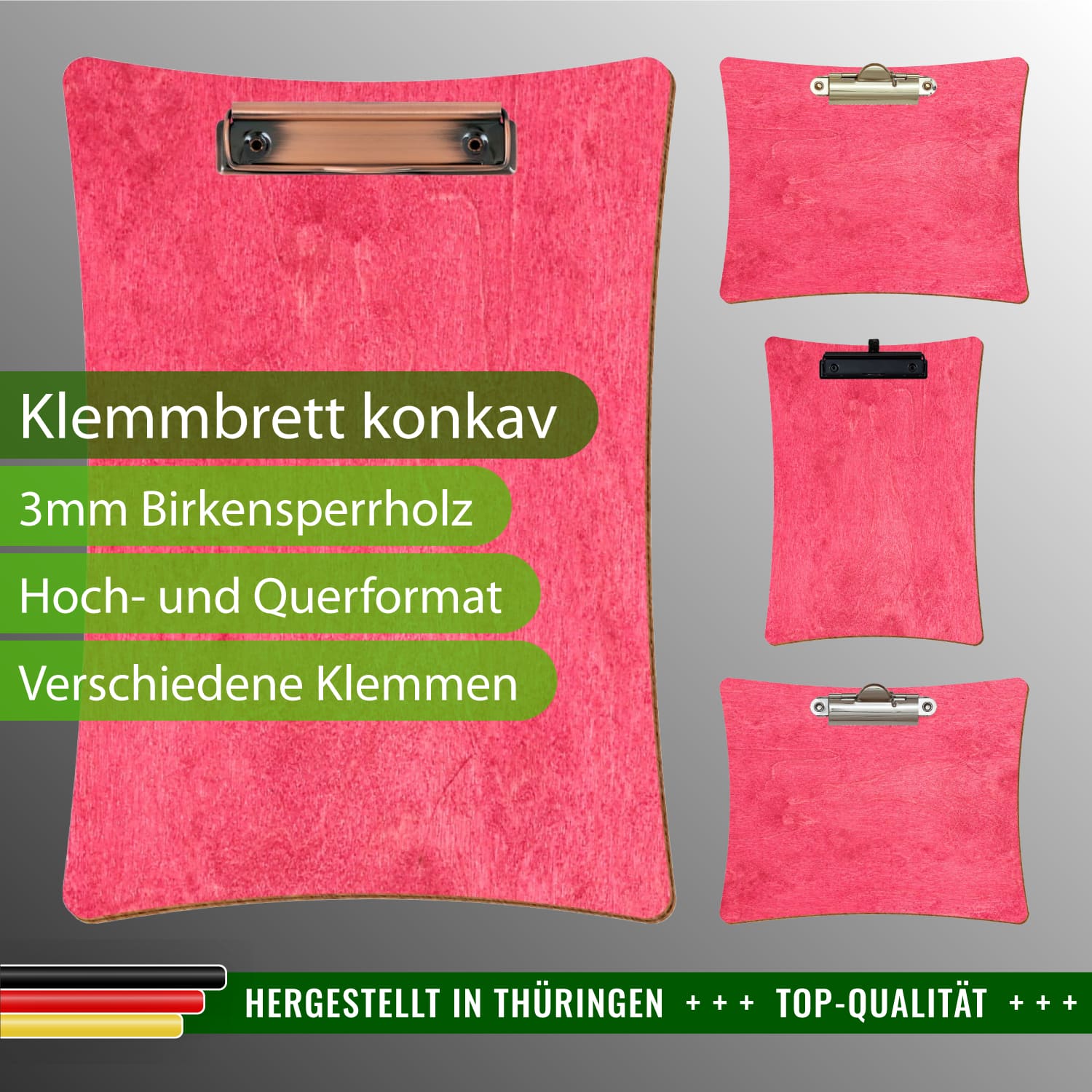 Klemmbrett konkav Dunkelpink mit Produktinfos