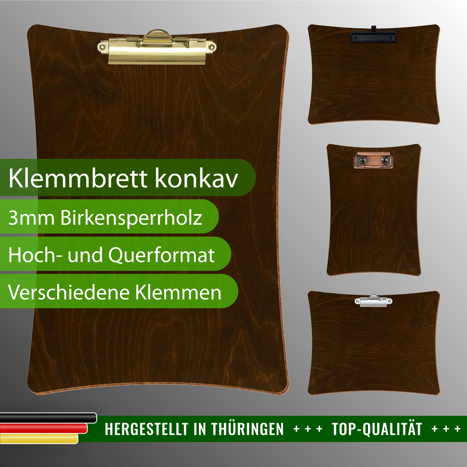 Klemmbrett konkav Eiche dunkel mit Produktinfos