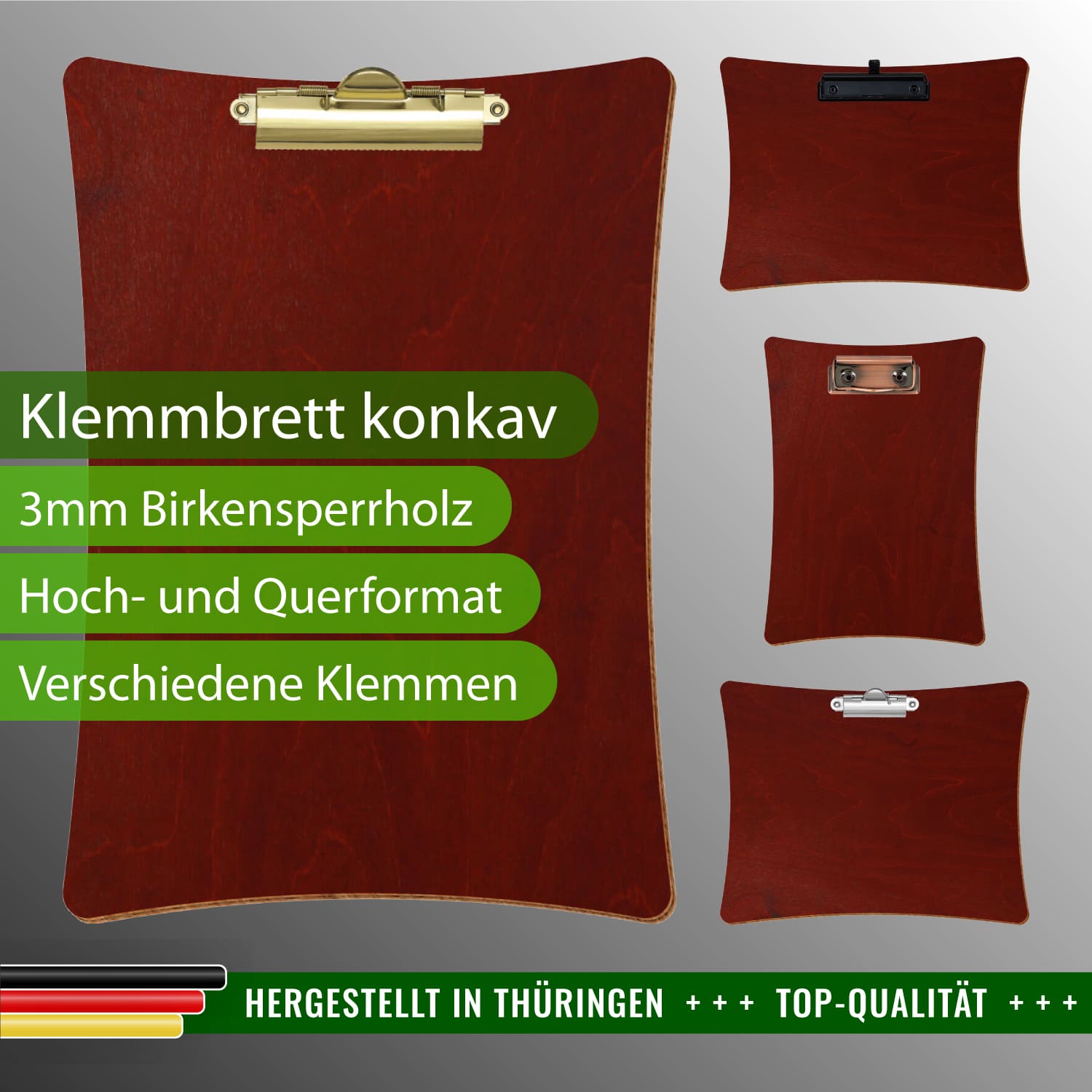 Klemmbrett konkav Kirschbaum dunkel