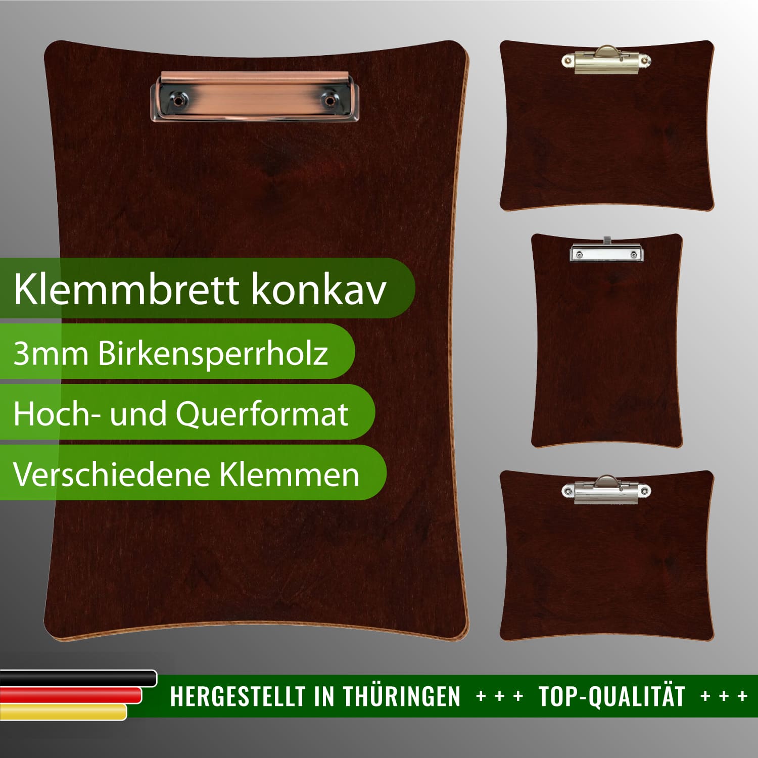Klemmbrett konkav Nussbaum dunkel