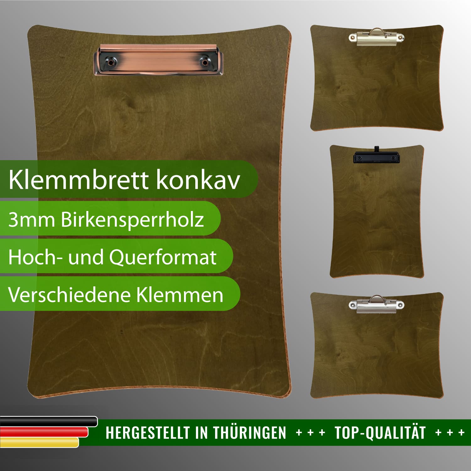 Klemmbrett konkav Nussbaum hell
