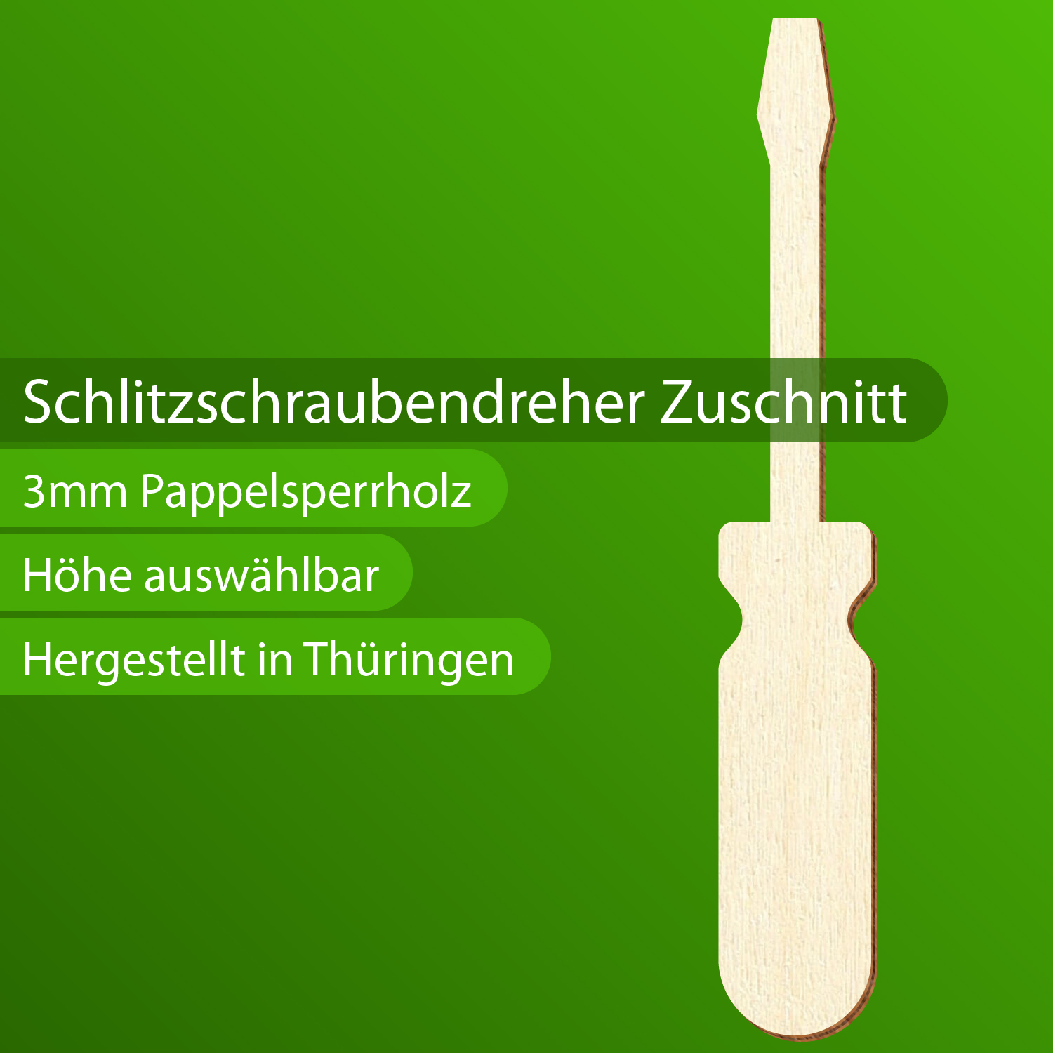 Schlitz Schraubendreher Holz Zuschnitt 3-50cm
