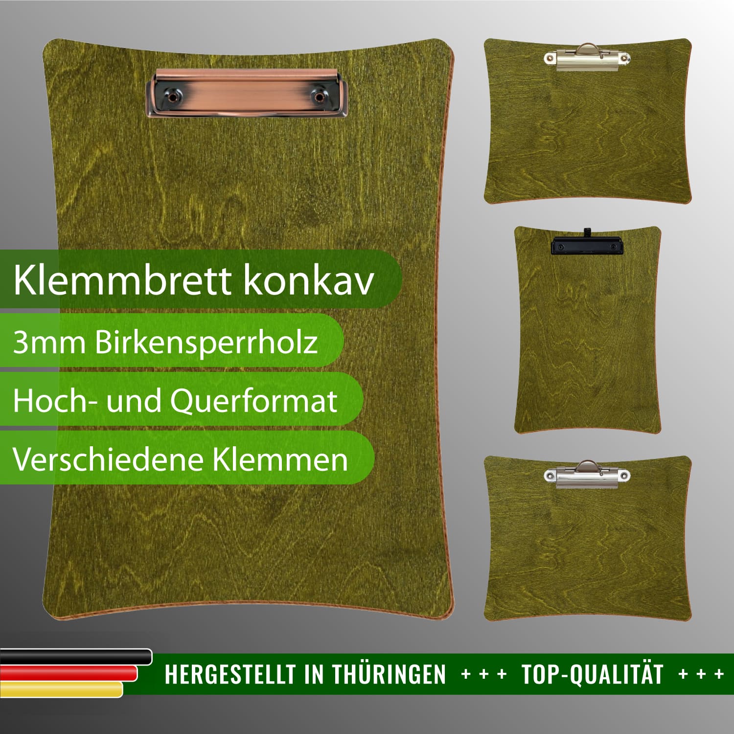 Klemmbrett konkav Olivgrün