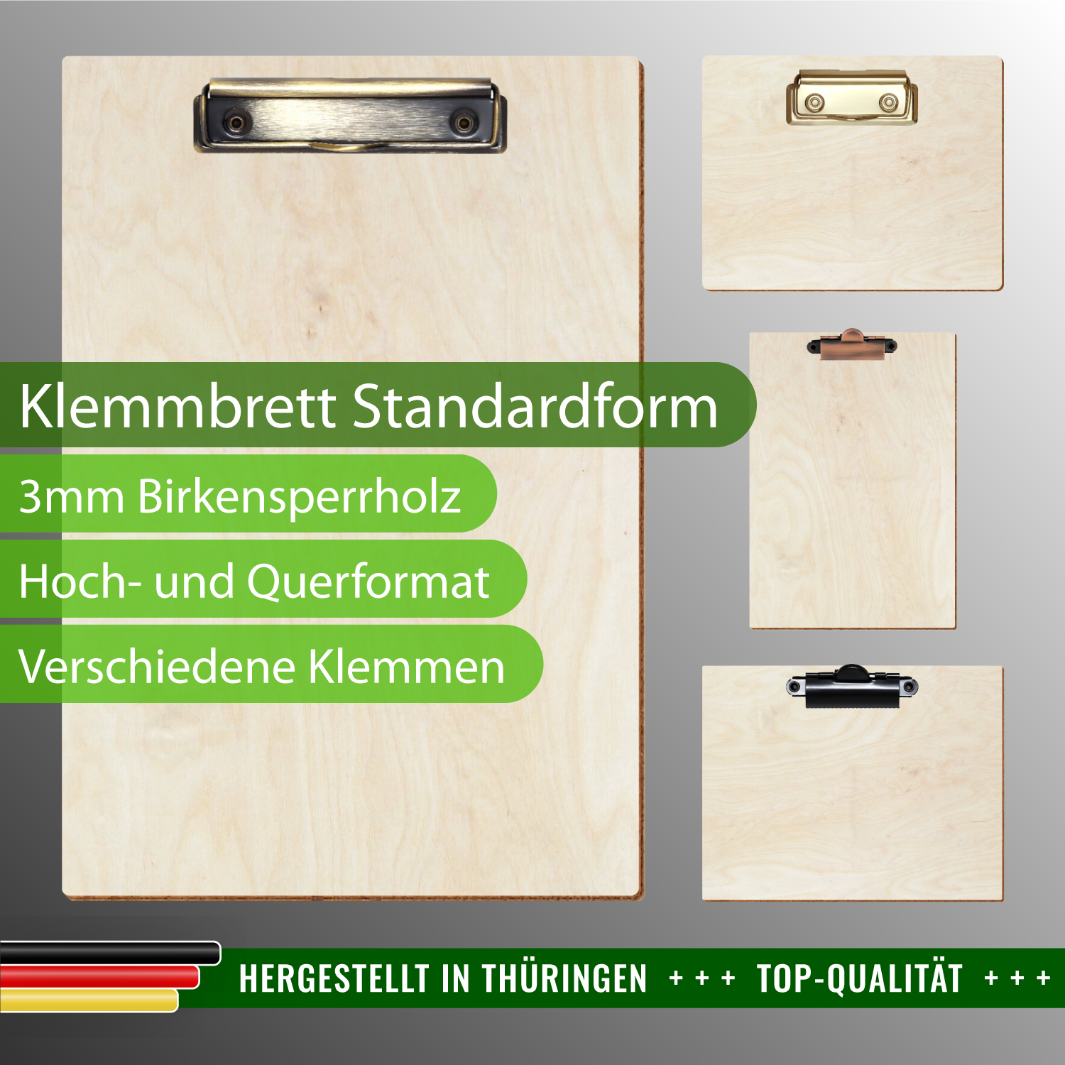 Klemmbrett Standardform Birke natur mit Produktinfos