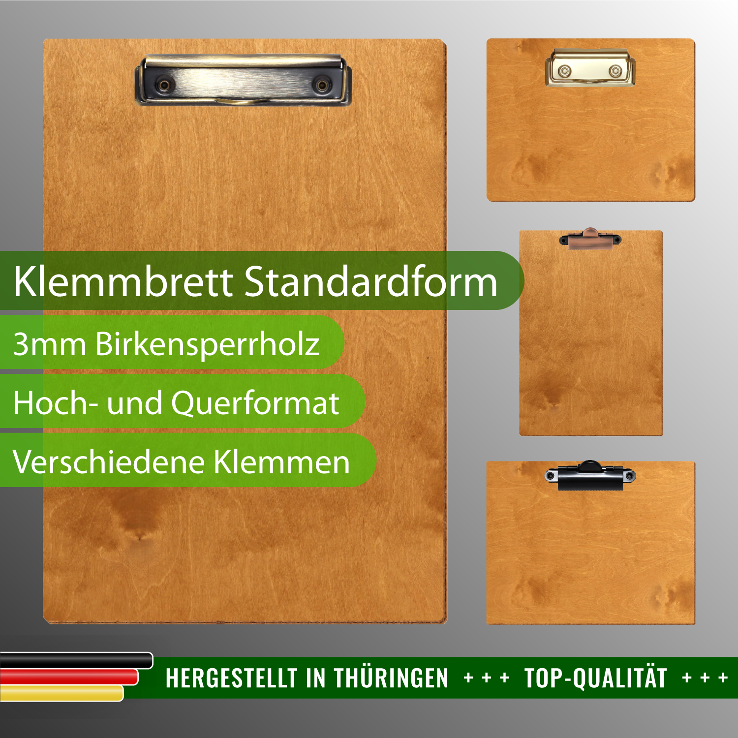 Klemmbrett Standardform Birnbaum mit Produktinfos