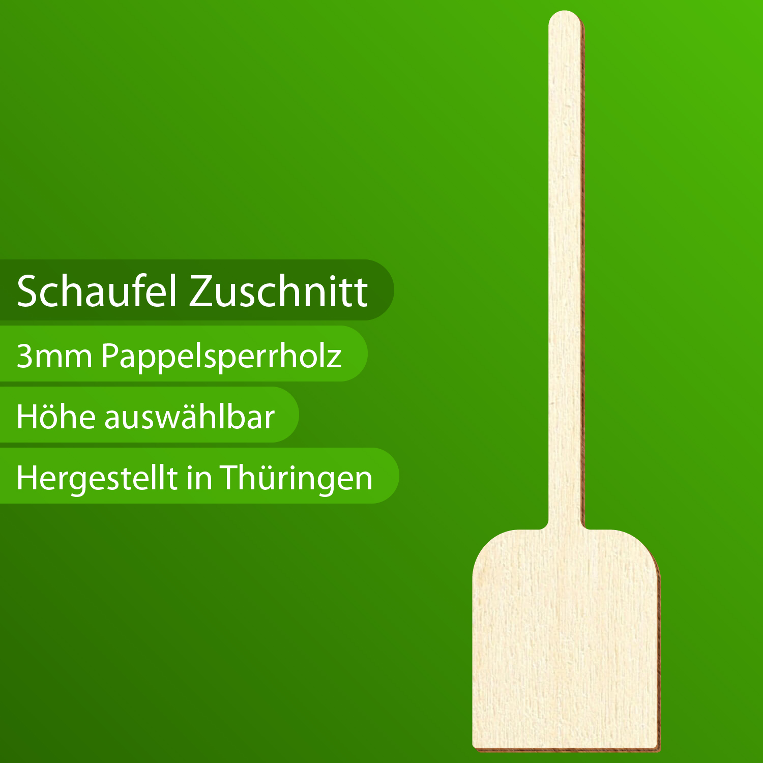 Schaufel Holz Zuschnitt- 3-50cm