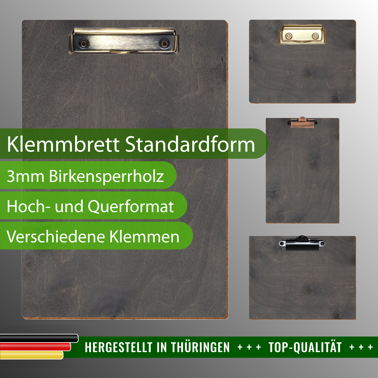 Klemmbrett Standardform Grau mit Produktinfos
