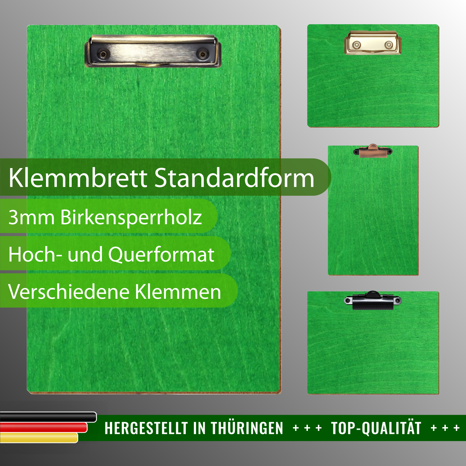 Klemmbrett Standardform Hellgrün