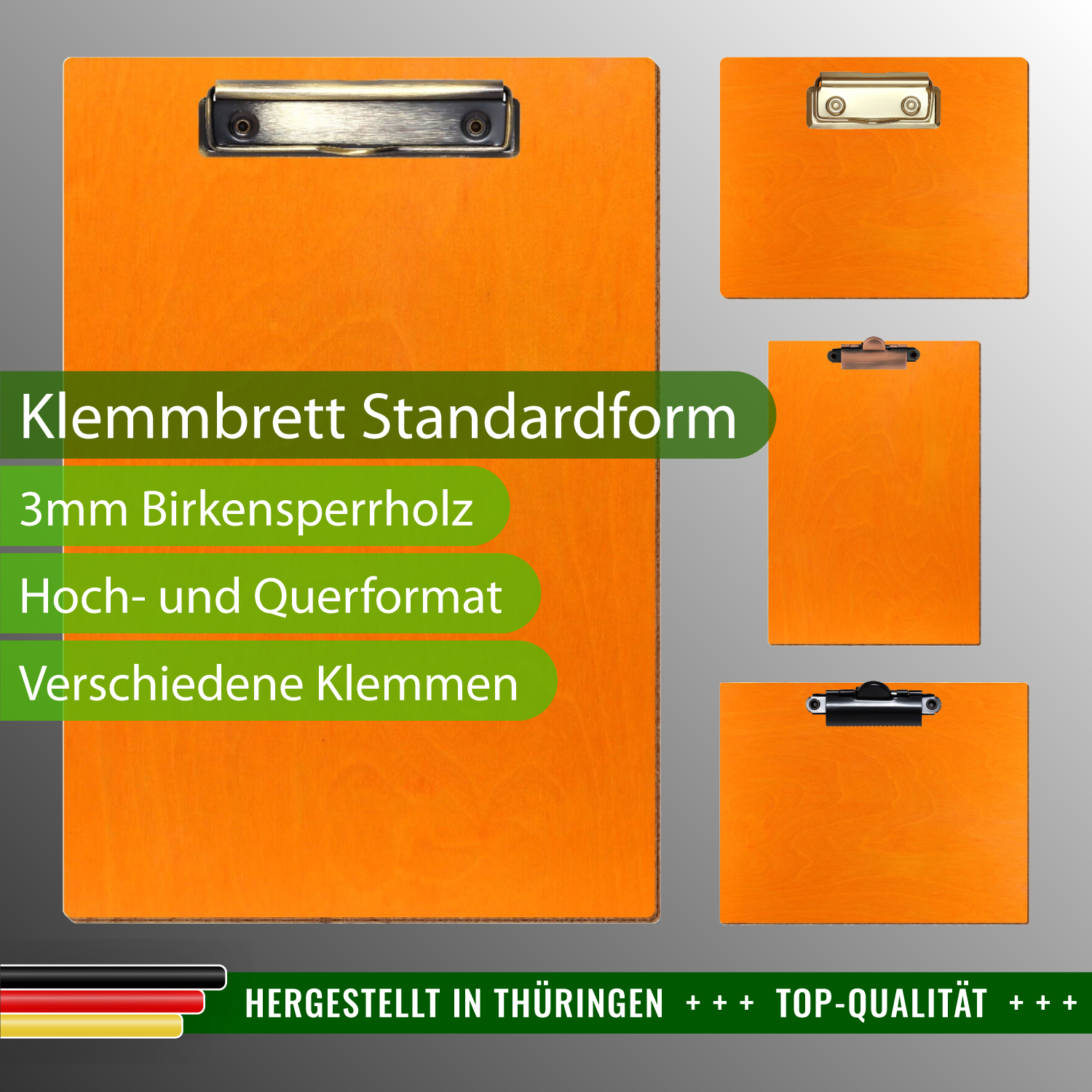Klemmbrett Standardform Orange mit Produktinfos