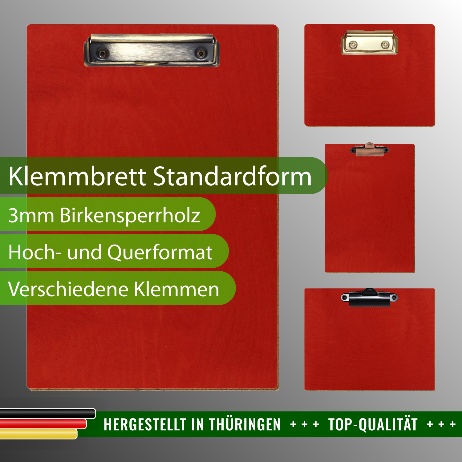 Klemmbrett Standardform Rot mit Produktinfos