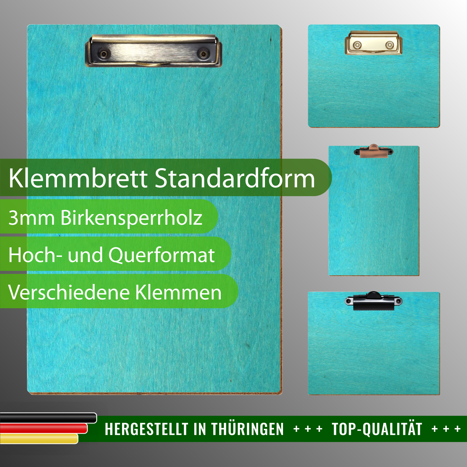 Klemmbrett Standardform Türkis