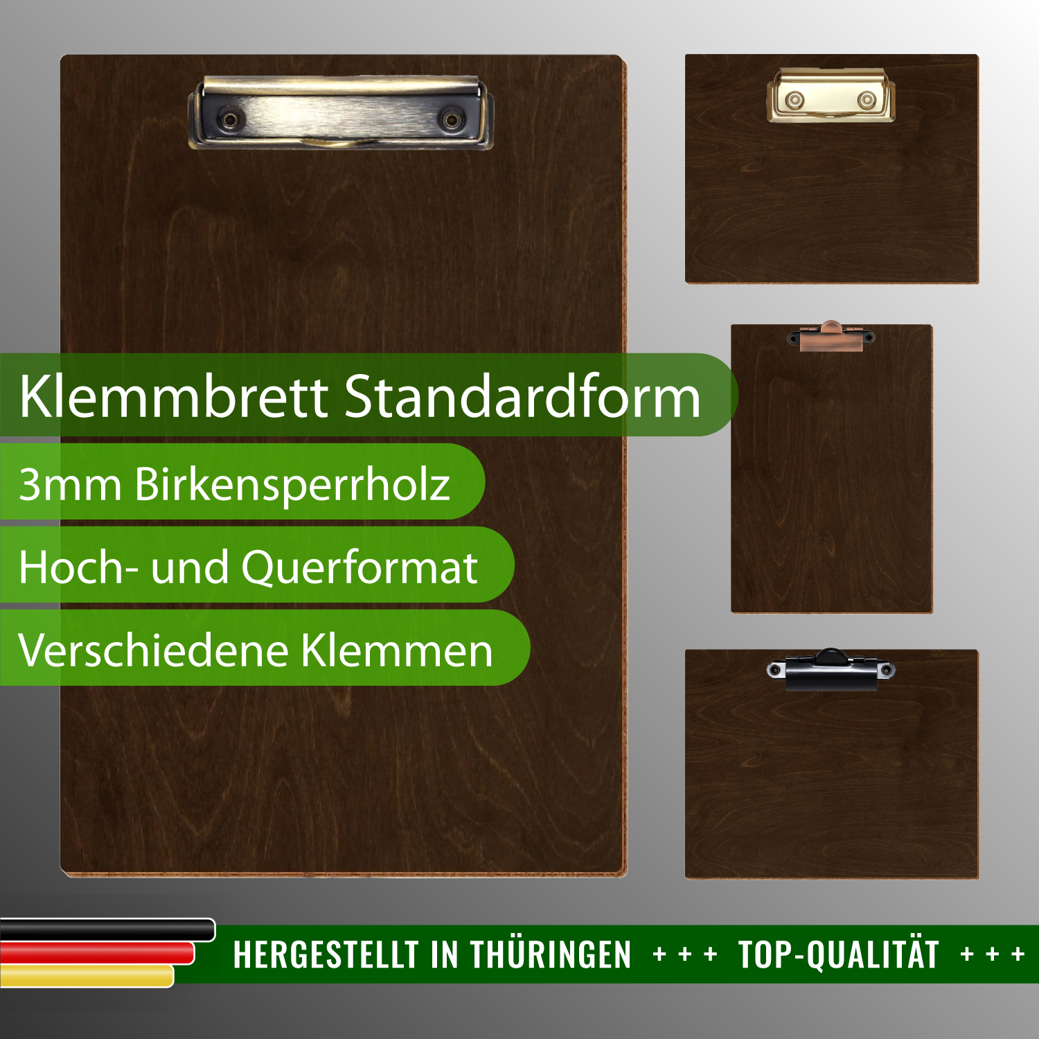 Klemmbrett Standardform Walnuss dunkel