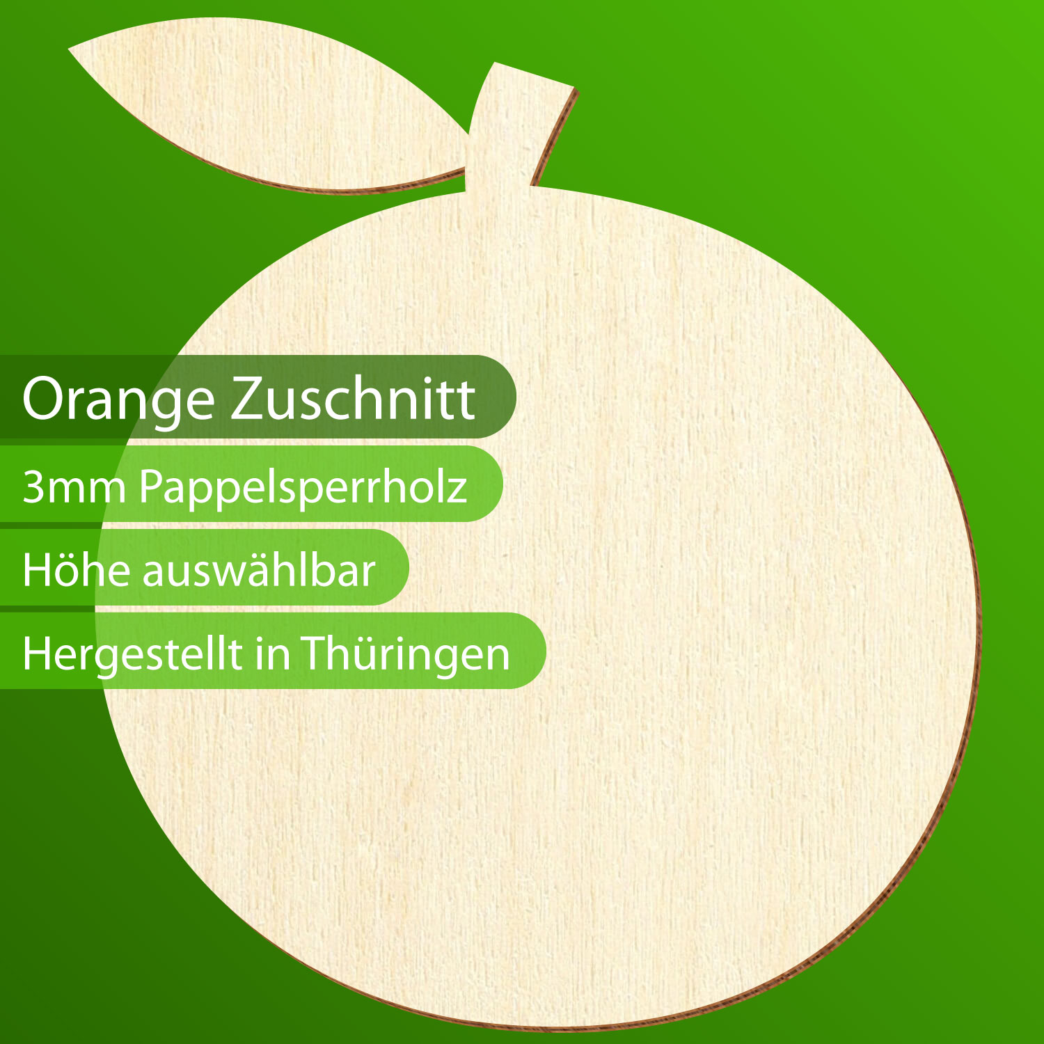 Holz Zuschnitt Orange mit Produktinfos