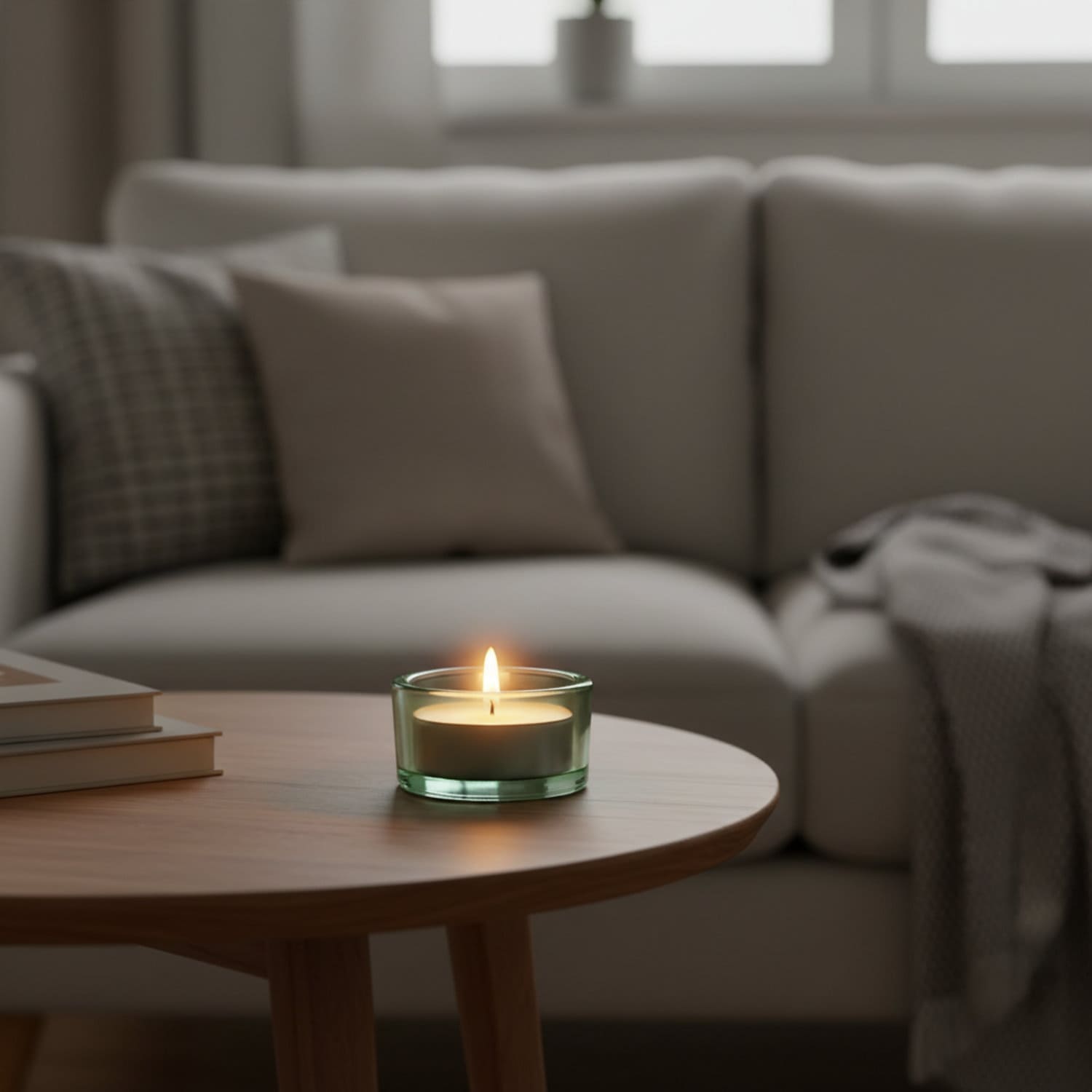 Teelichtglas 40 mm mit brennender Kerze – stimmungsvolle Tisch- und Dekorationbeleuchtung