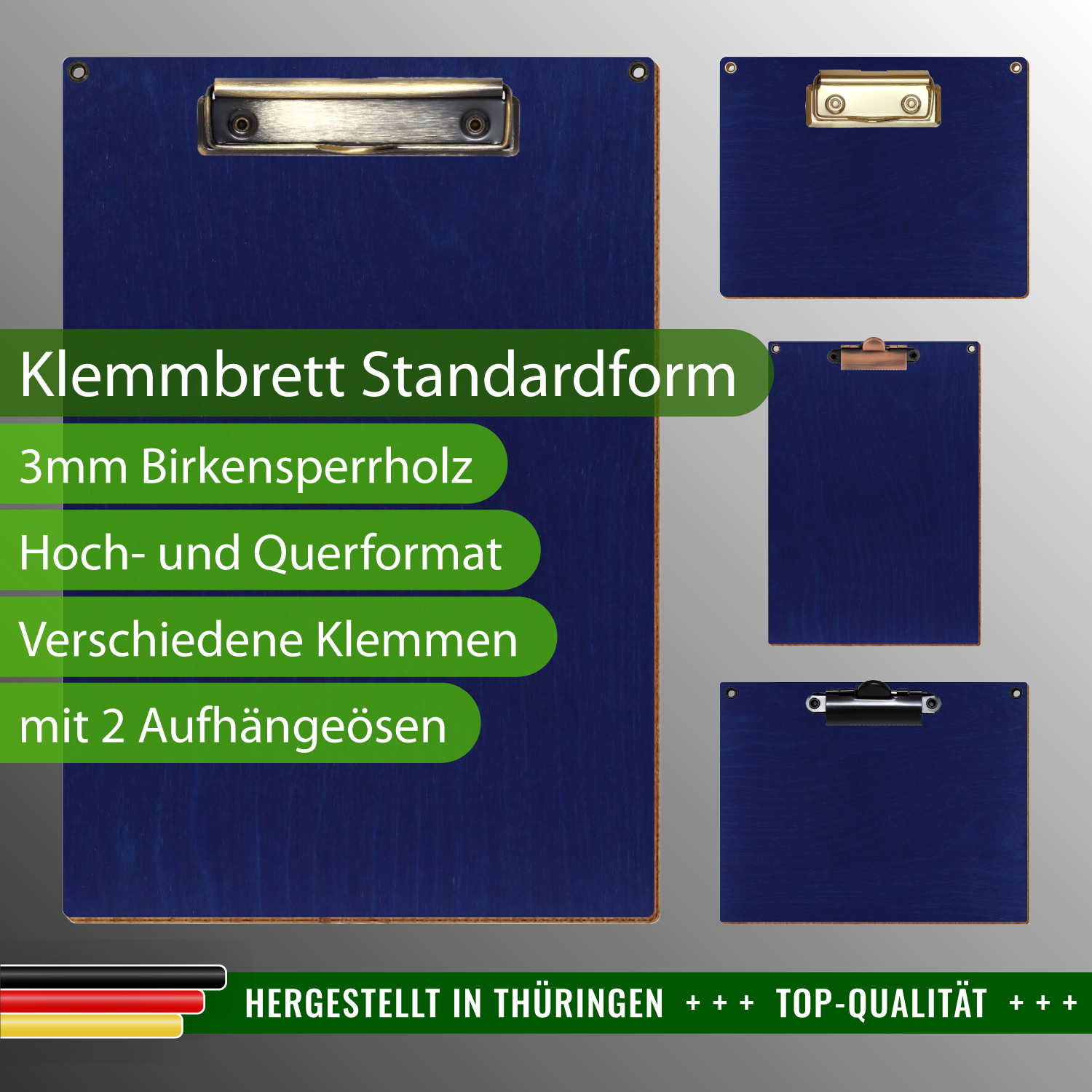 Klemmbrett Standardform Dunkelblau mit Ösen