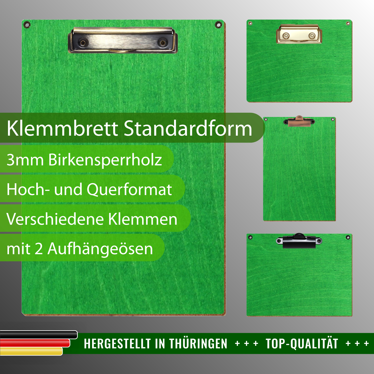 Klemmbrett Standardform Hellgrün mit Ösen