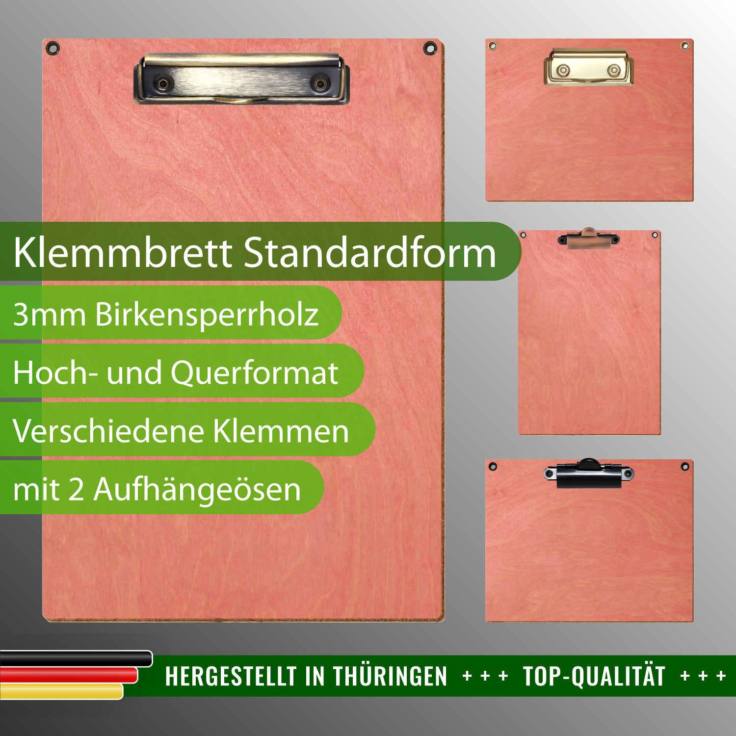 Klemmbrett Standardform Rosa mit 2 Ösen & Produktinfos