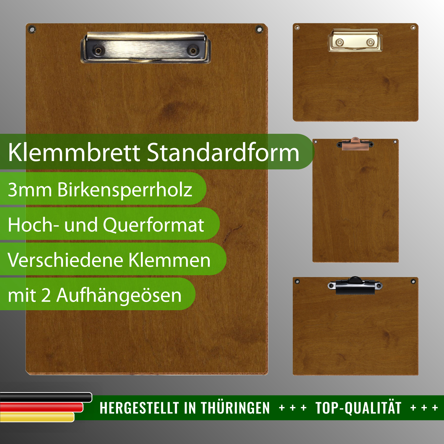 Klemmbrett Standardform Teak mit 2 Ösen & Produktinfos