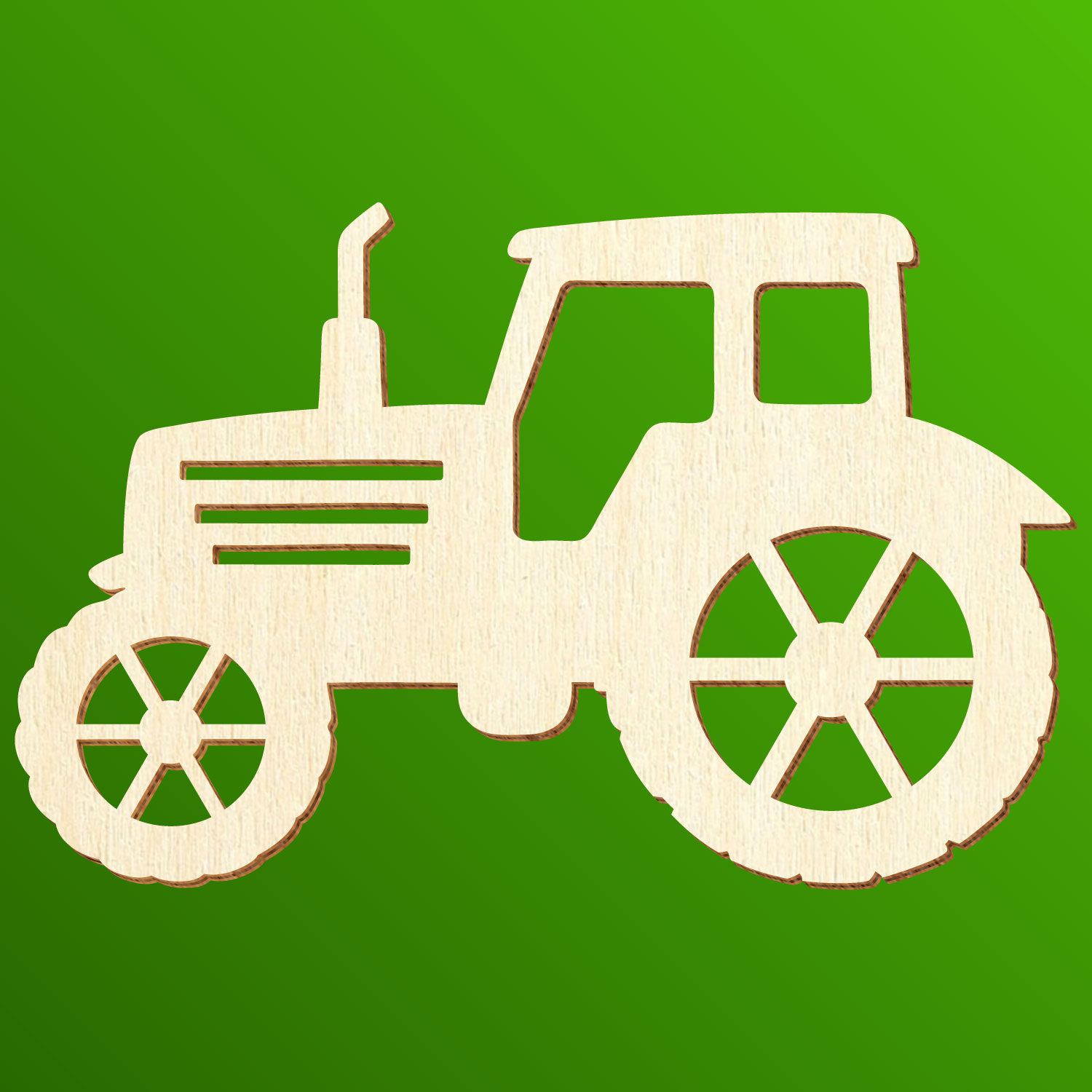 Holz Zuschnitt Traktor V4 mit grünem Hintergrund