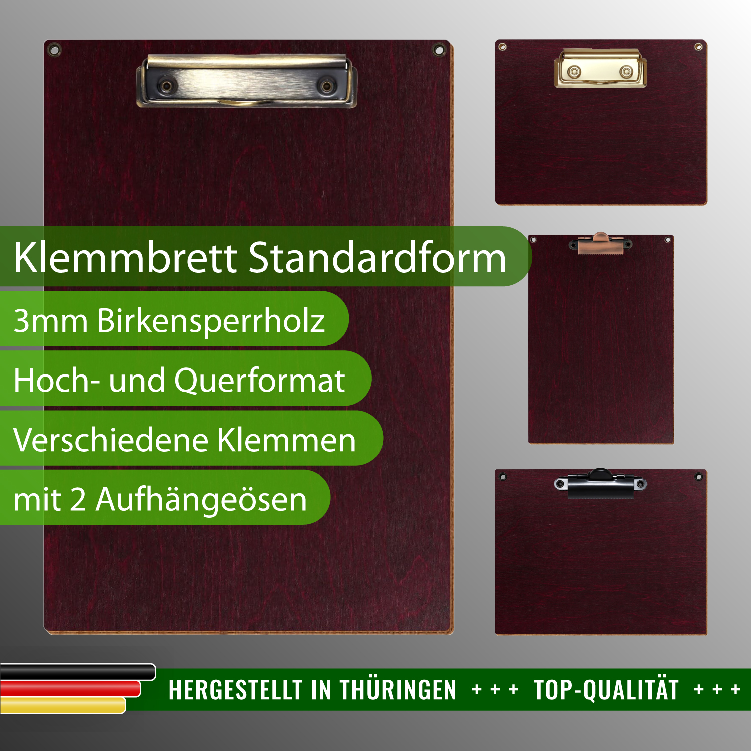 Klemmbrett Standardform Violett mit 2 Ösen & Produktinfos