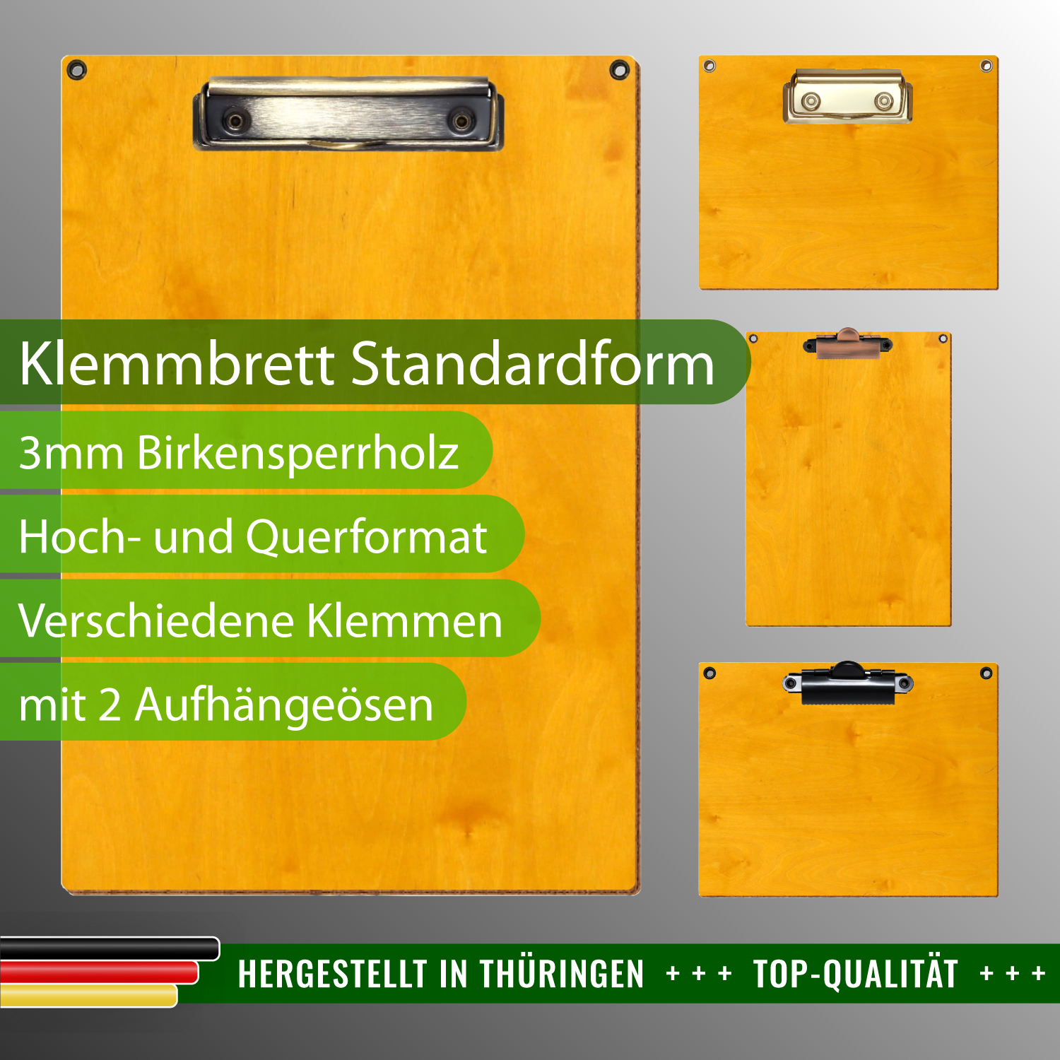 Klemmbrett Standardform Zitronengelb mit Ösen