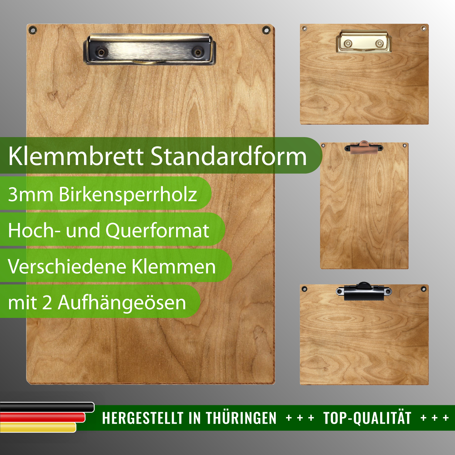 Klemmbrett Standardform Birke rustikal mit 2 Ösen & Produktinfos