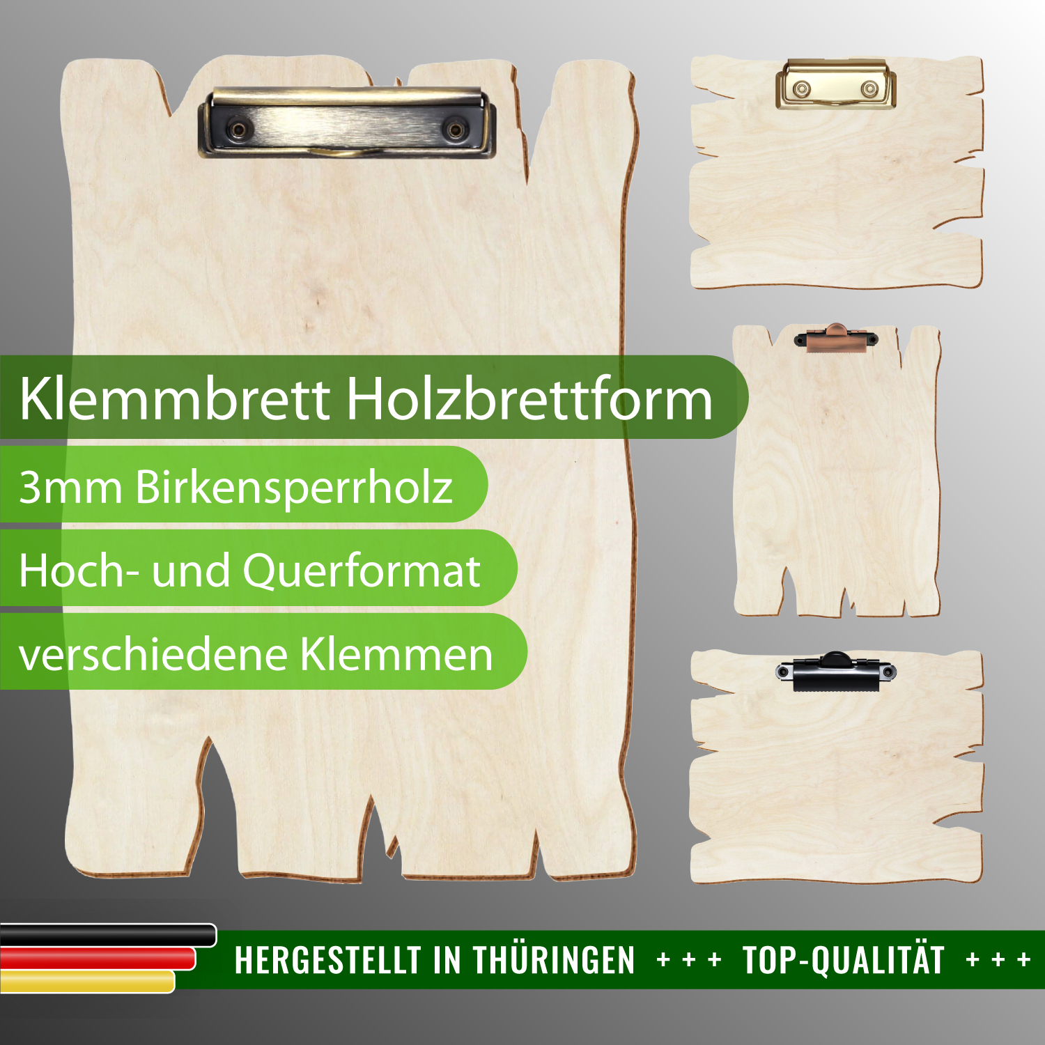 Klemmbrett Holzbrettform Birke natur