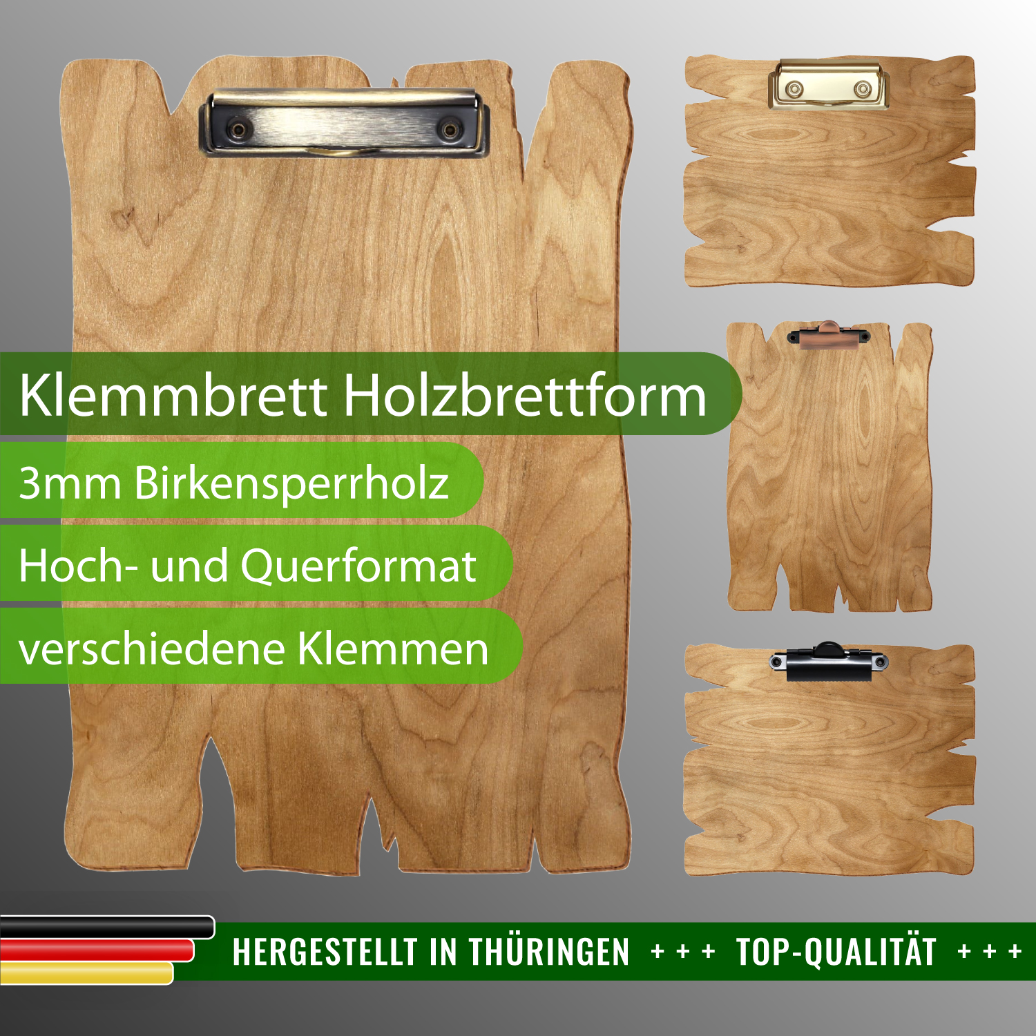 Klemmbrett Holzbrettform Birke rustikal