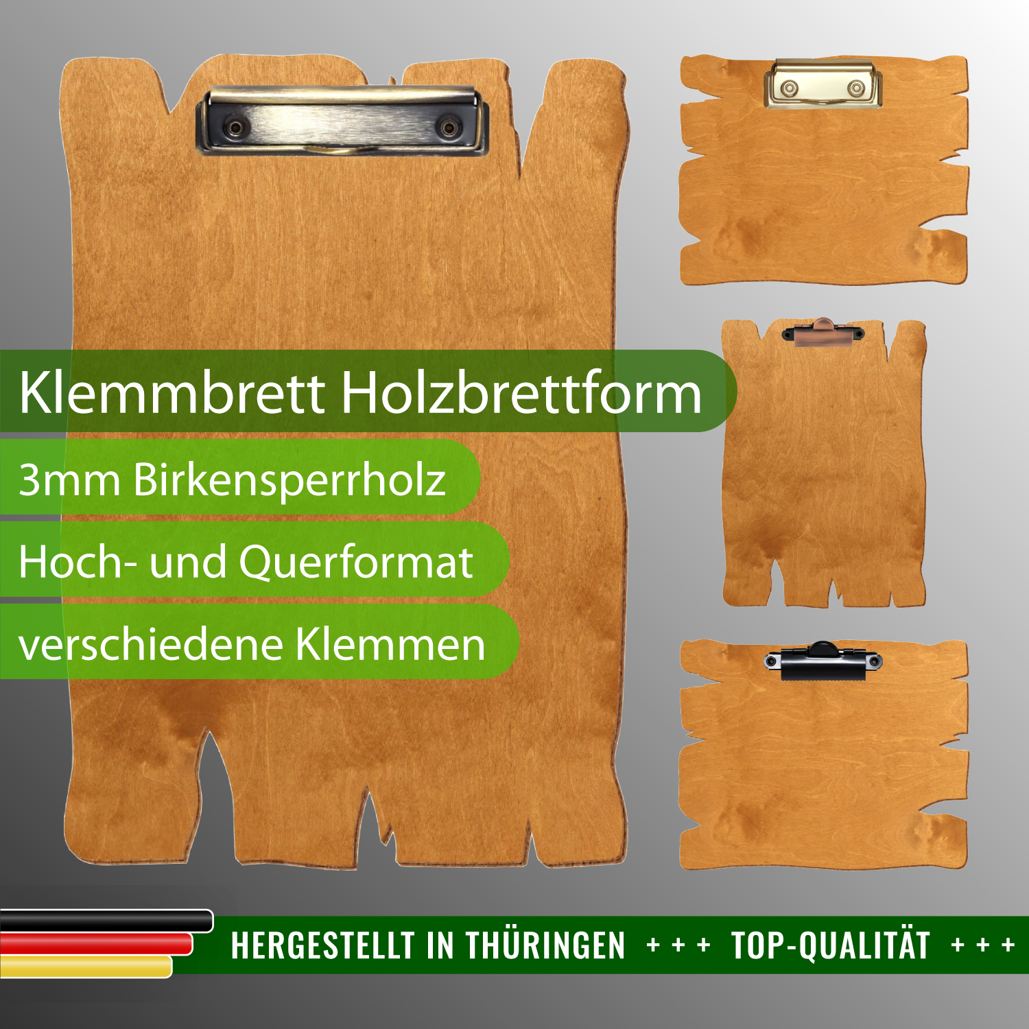 Klemmbrett Holzbrettform Birnbaum
