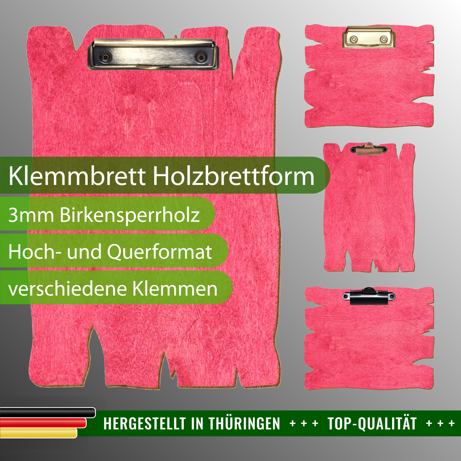Klemmbrett Holzbrettform Dunkelpink