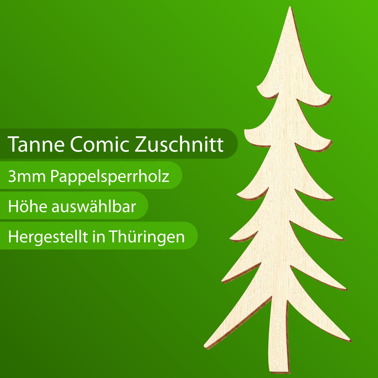 Tanne Comic Holz Zuschnitt 5-50cm