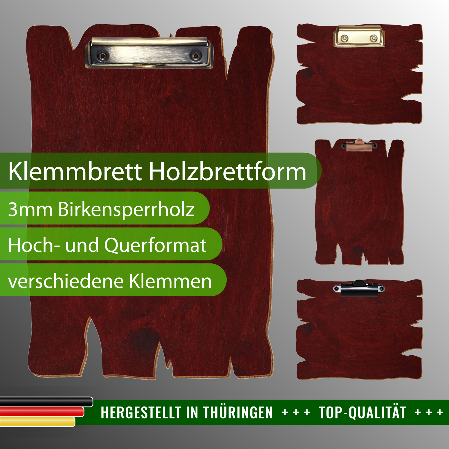 Klemmbrett Holzbrettform Mahagoni